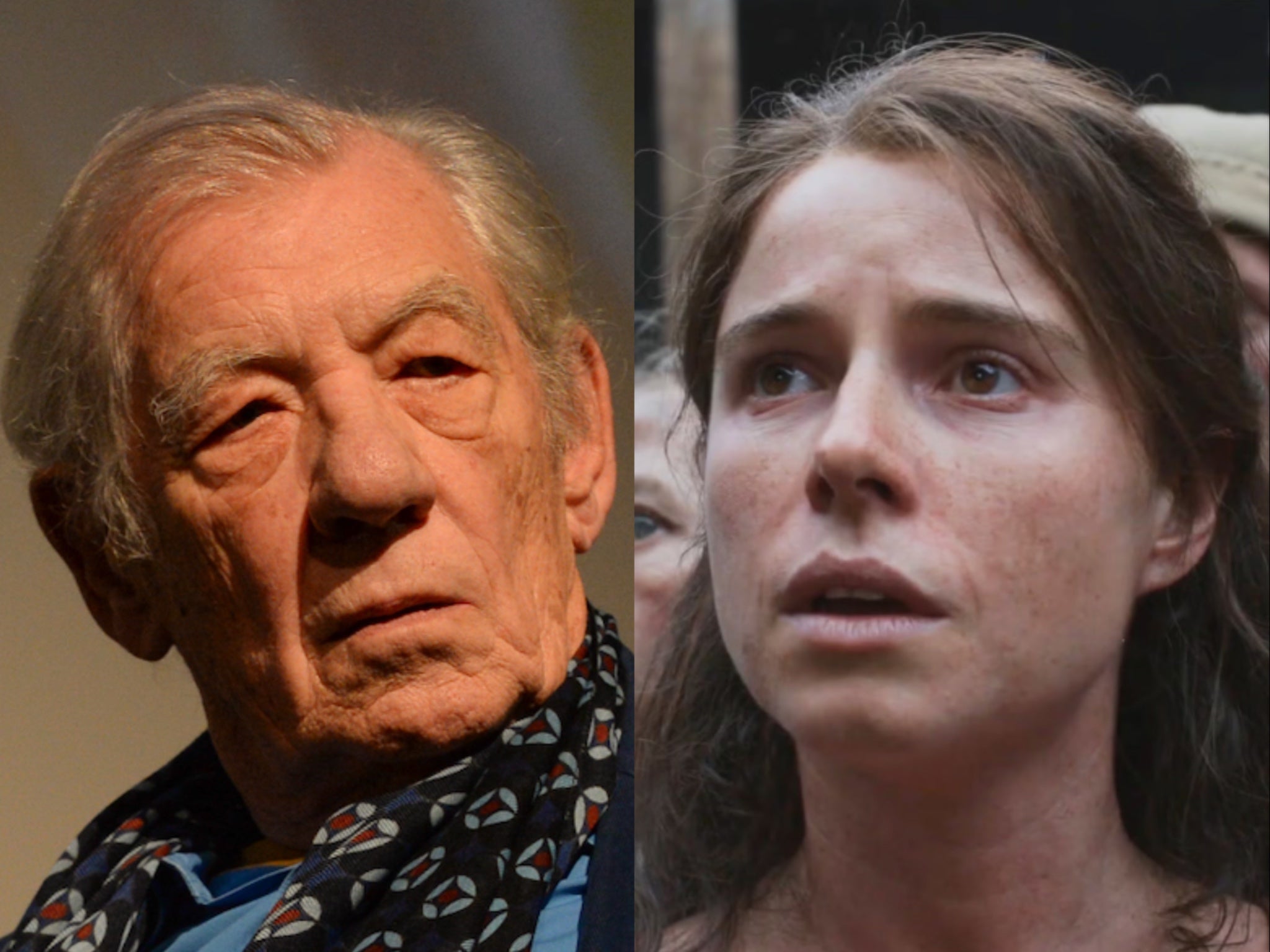 <p>Sir Ian McKellen and 'Hamnet' star Jessie Buckley</p>