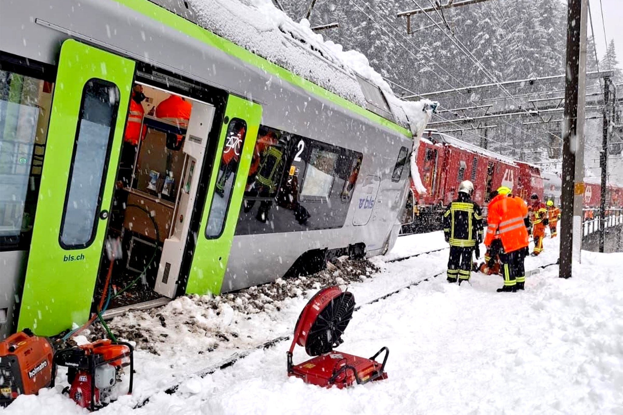 Rescuers were on hand this morning to evacuate passengers stuck on the train