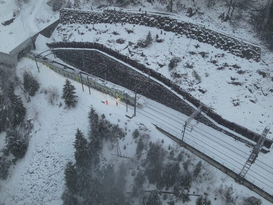 Police believe an avalanche may have crossed the tracks before the train passed through