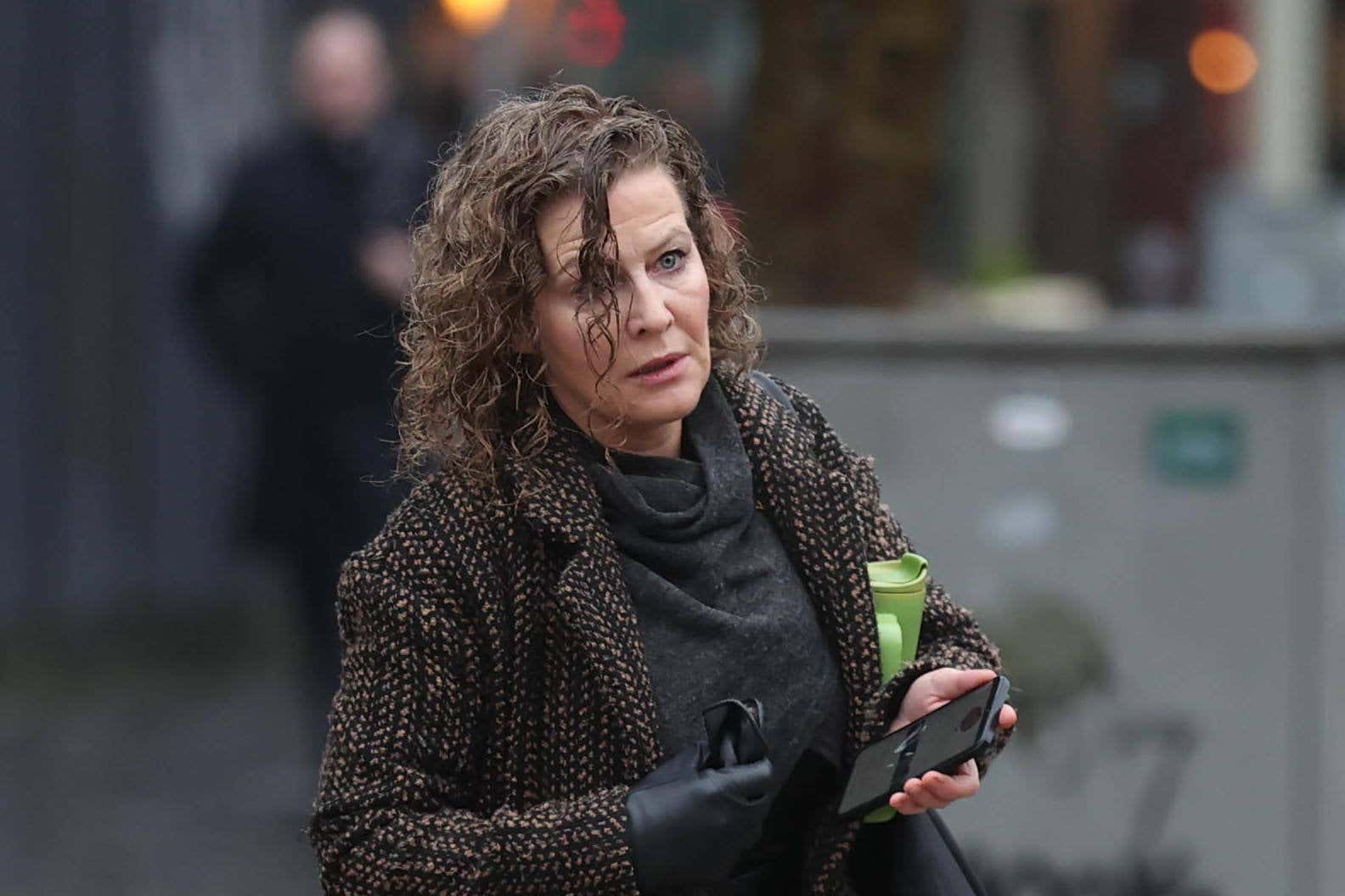 Fiona Donohoe, the mother of 14-year-old Noah Donohoe, outside Belfast Coroner’s Court (Liam McBurney/PA)