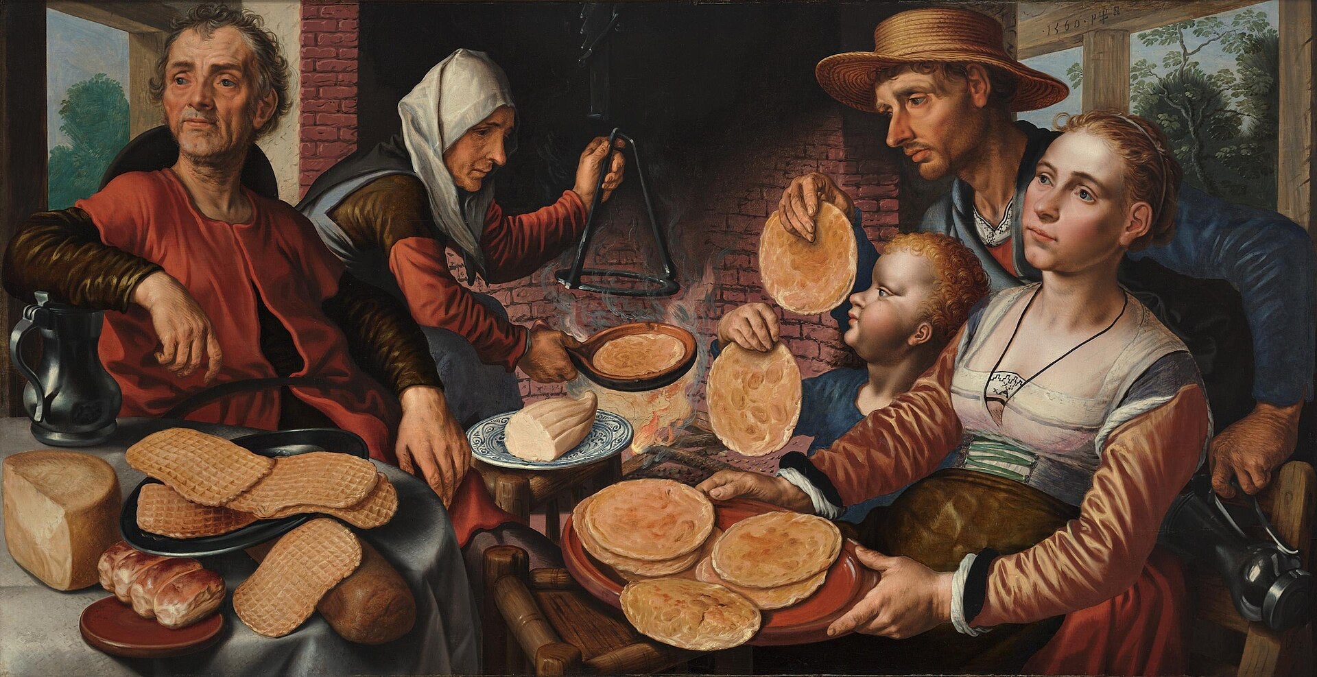 <p>Pieter Aertsen’s The Pancake Bakery (1560)</p>