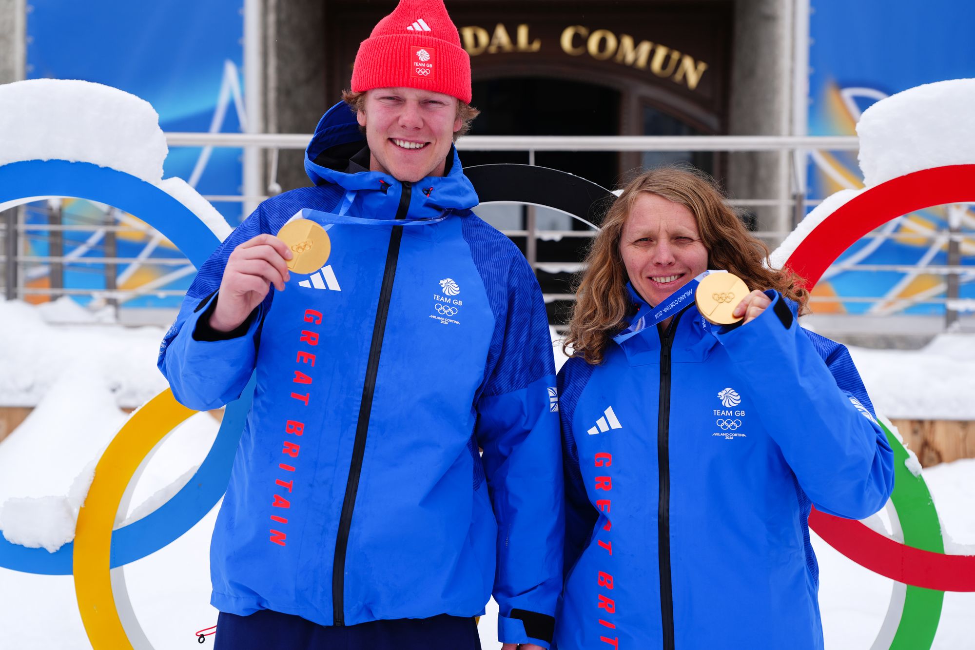 Huw Nightingale and Charlotte Bankes won the gold medal in mixed team snowboard cross