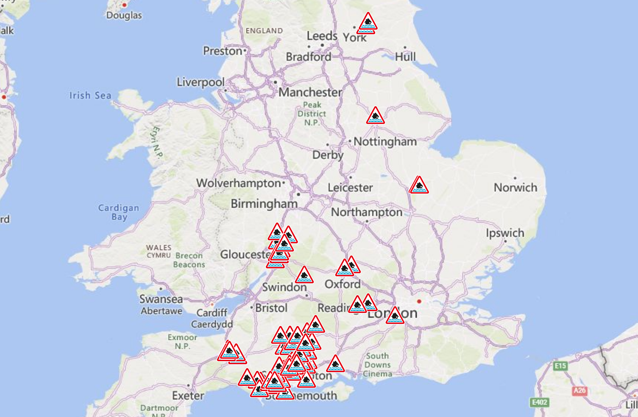 The Environment Agency has issued 68 flood warnings for England
