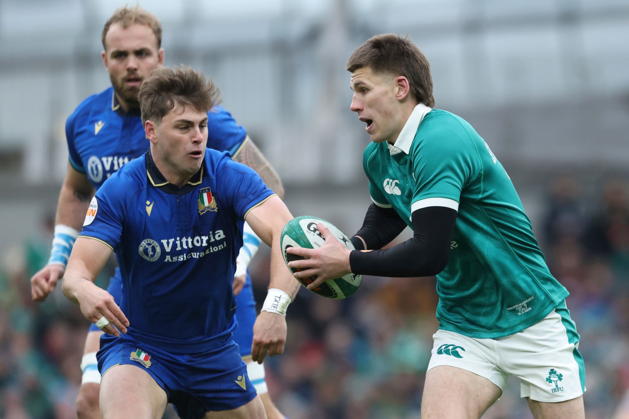 Sam Prendergast (right) has come under scrutiny for his performances during this Six Nations