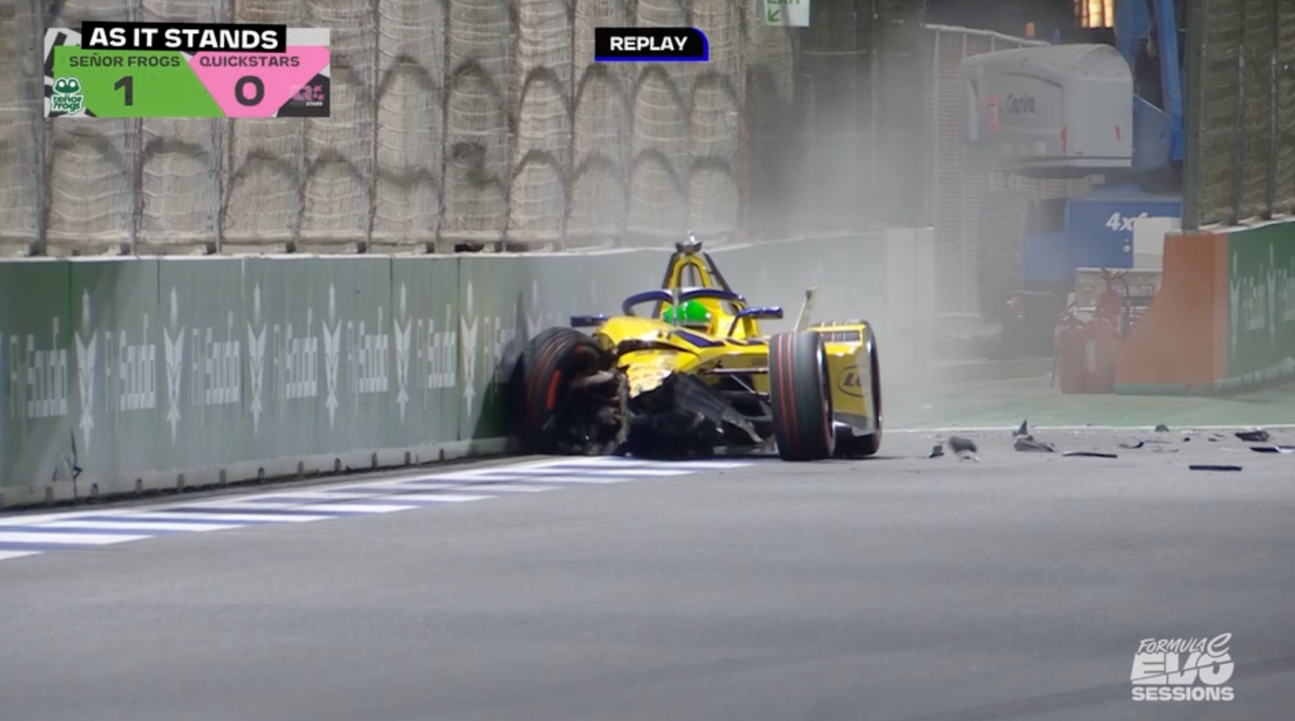 Izzy Hammond crashed a Formula E car on Sunday in Saudi Arabia