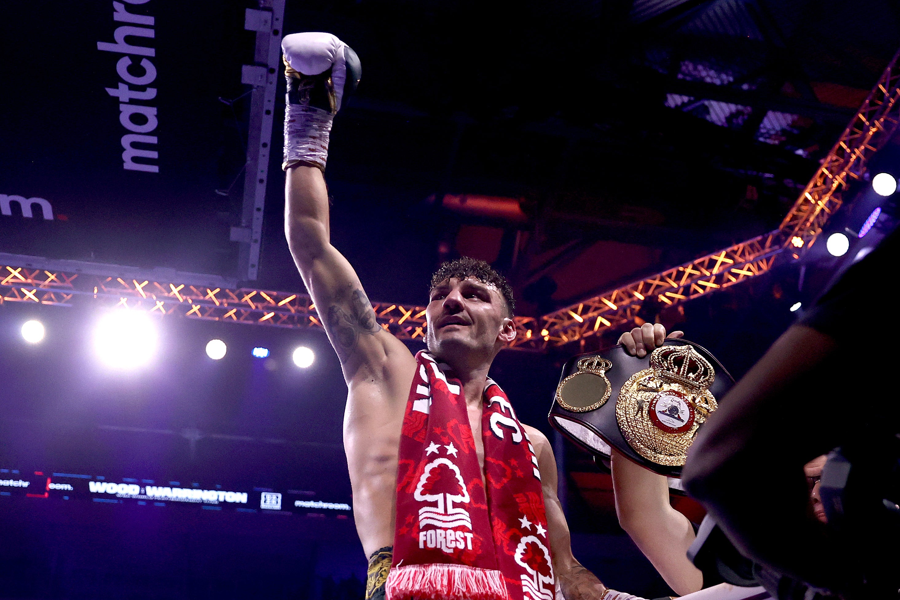 Wood celebrates his victory in Sheffield