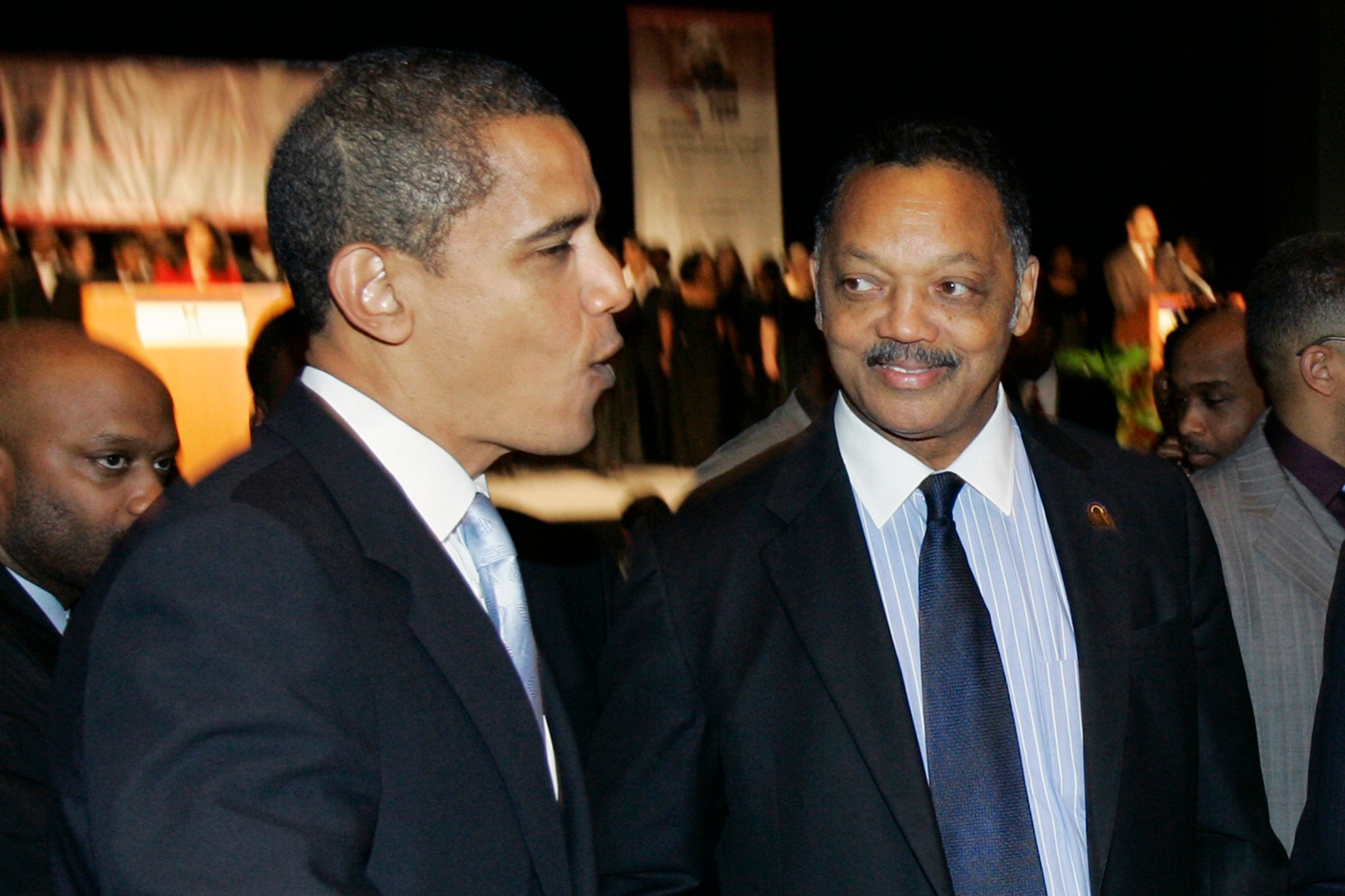 Rev. Jackson, right, with Barack Obama in 2007 when the future president was a senator.