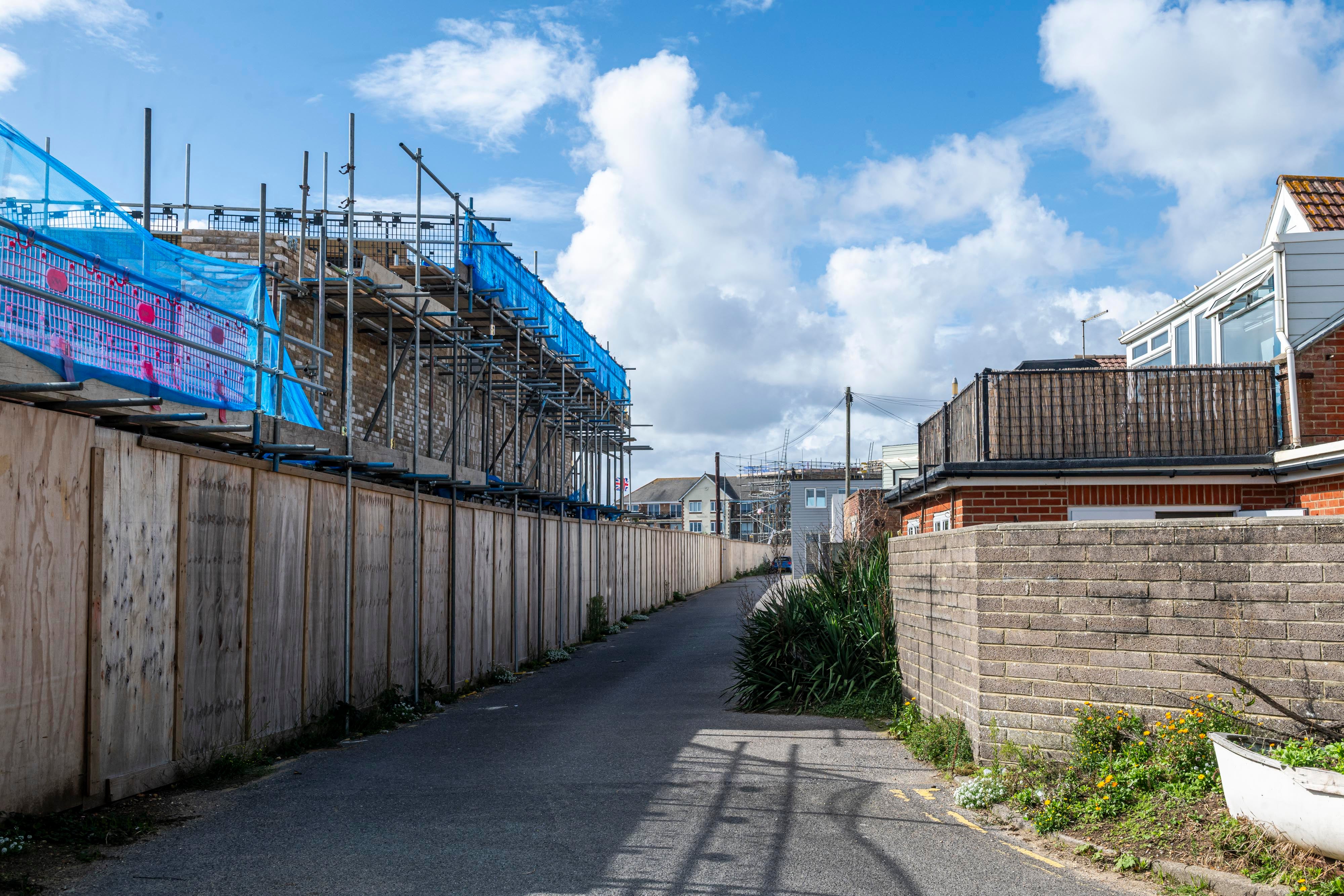 The development (left) and Liz Bates' balcony (right)
