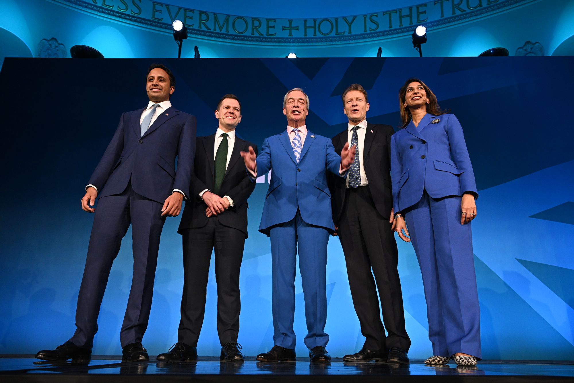 Nigel Farage (centre) with his new front bench team