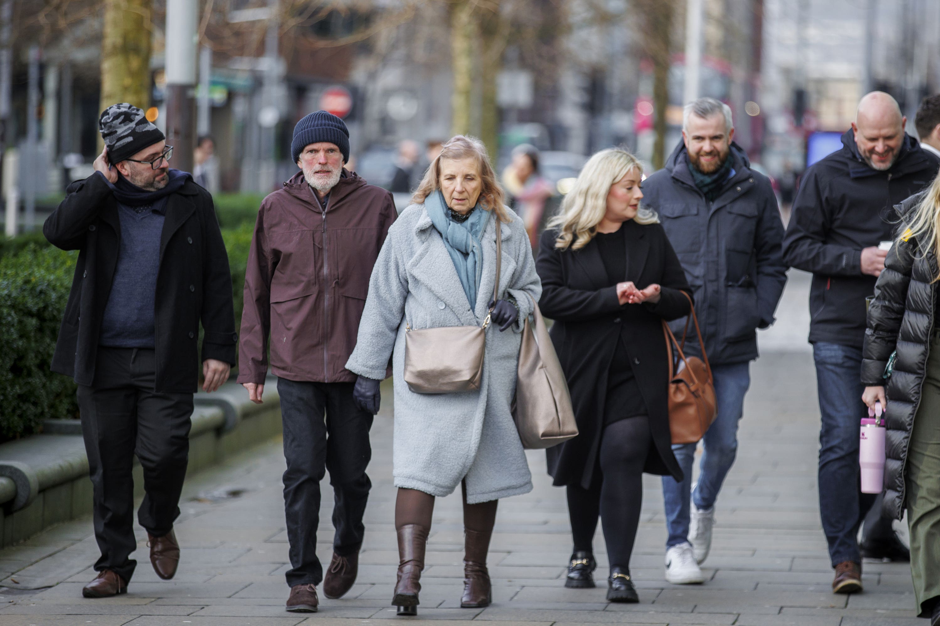 Natalie McNally’s parents, Noel Bernie McNally, brother Brendan, and brother Niall were present at Belfast Crown Court ahead of a trial for Stephen McCullagh (PA)