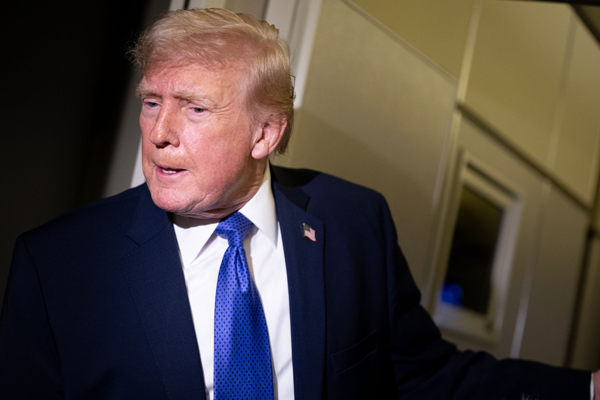 <p>President Donald Trump clammed up and changed the subject when a reporter on Air Force One asked him if he bought first lady Melania Trump a Valentine’s Day gift</p>