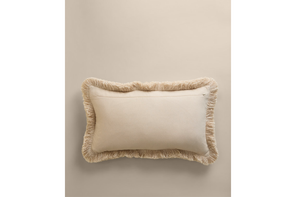 M&S pure cotton textured fringed bolster cushion