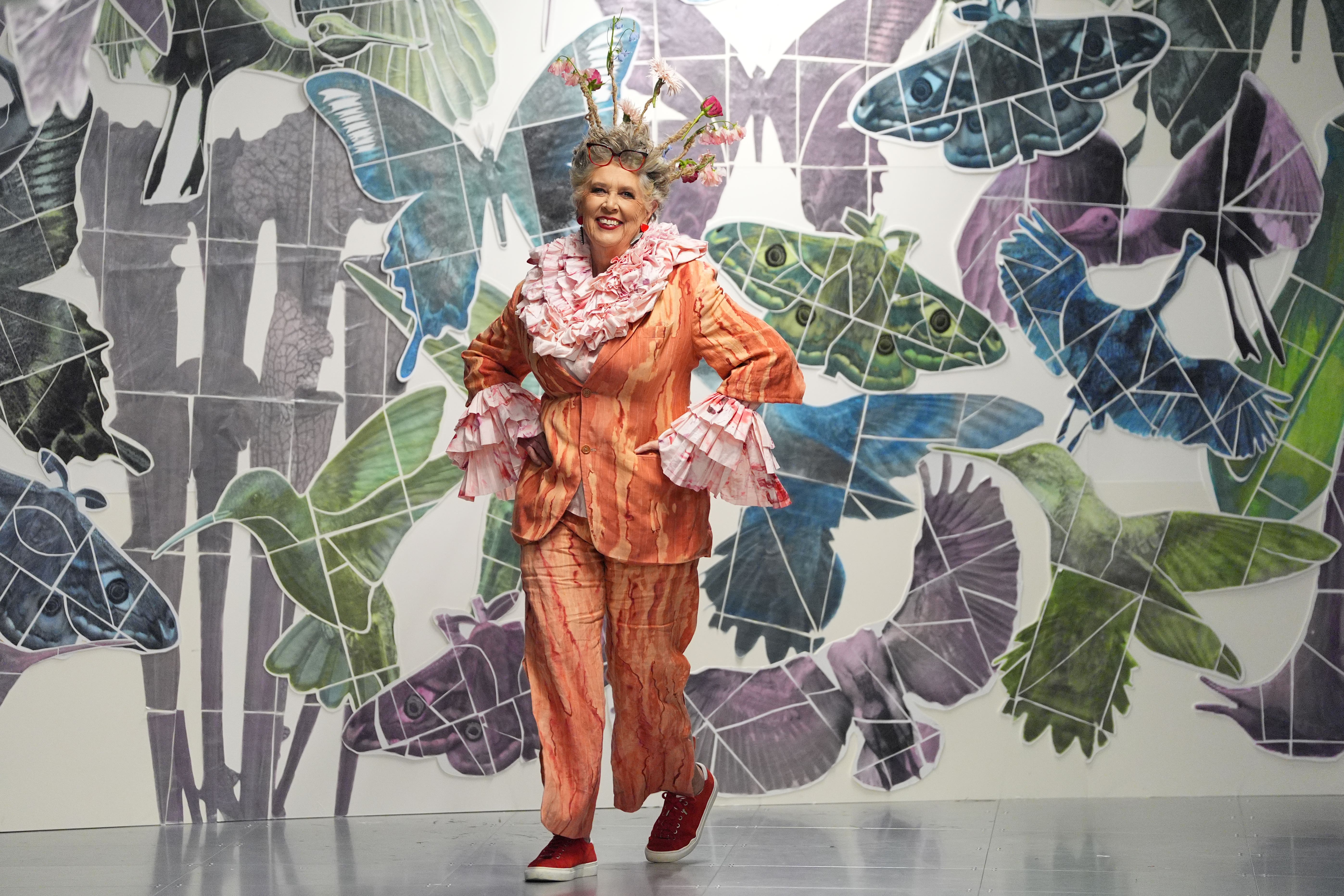 Dame Prue Leith walking the catwalk the night before her 86th birthday (Yui Mok/PA)