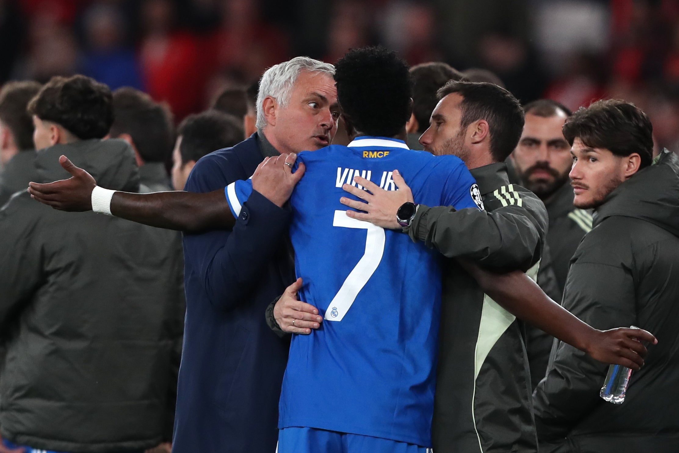 Jose Mourinho spoke to Vinicius Jr during the break in play