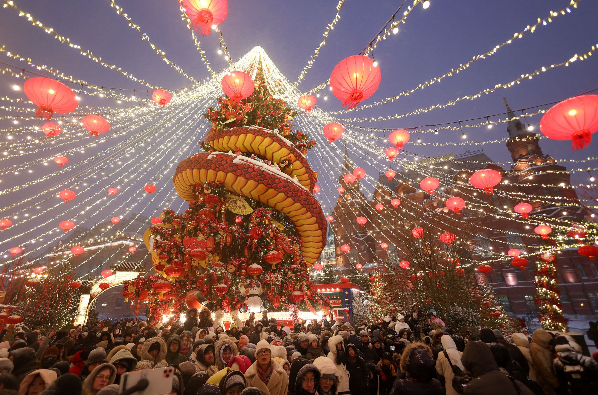 People attend the Lunar New Year festival in central Moscow, Russia