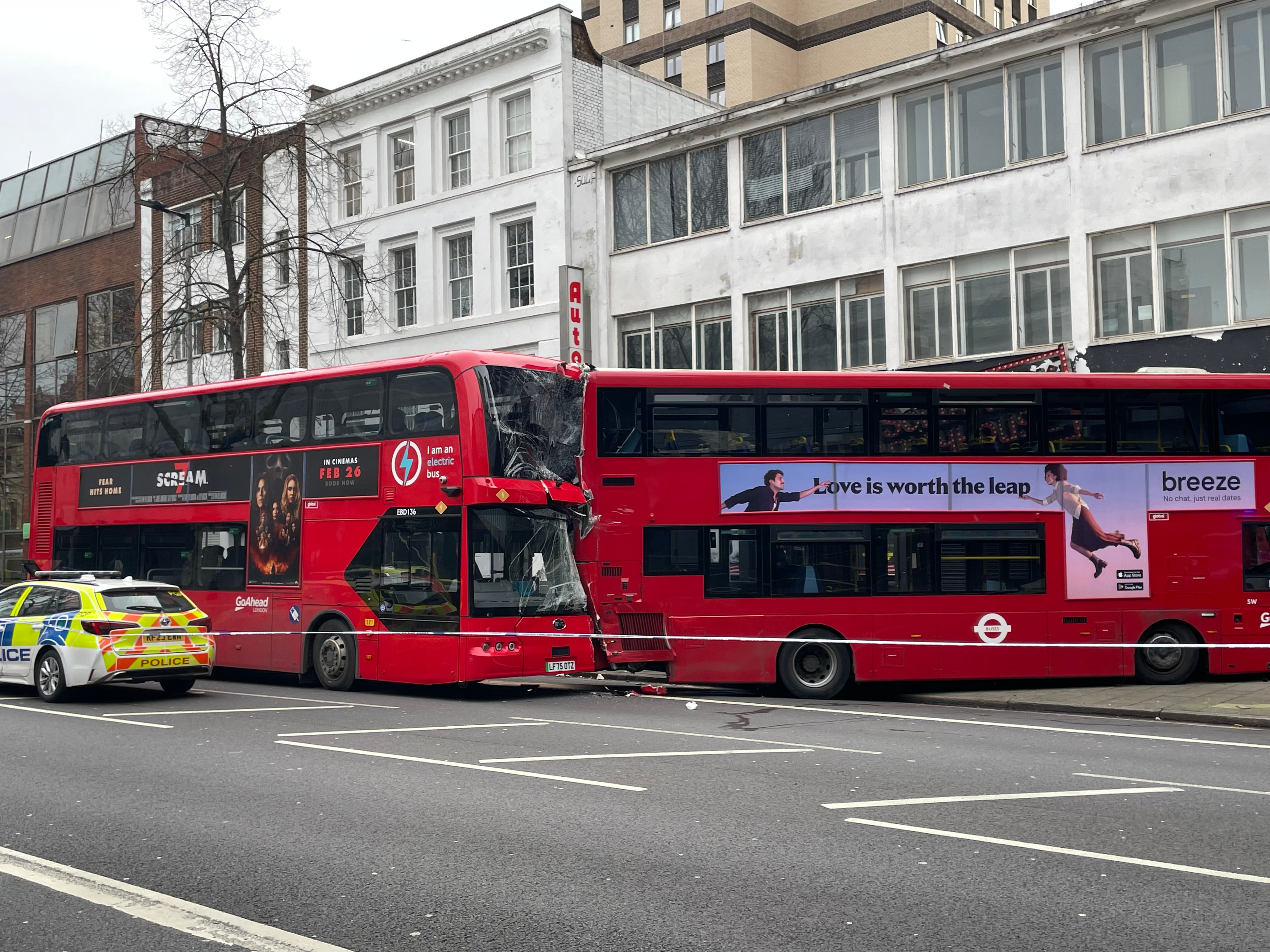 The buses collided on Newington Causeway in south London
