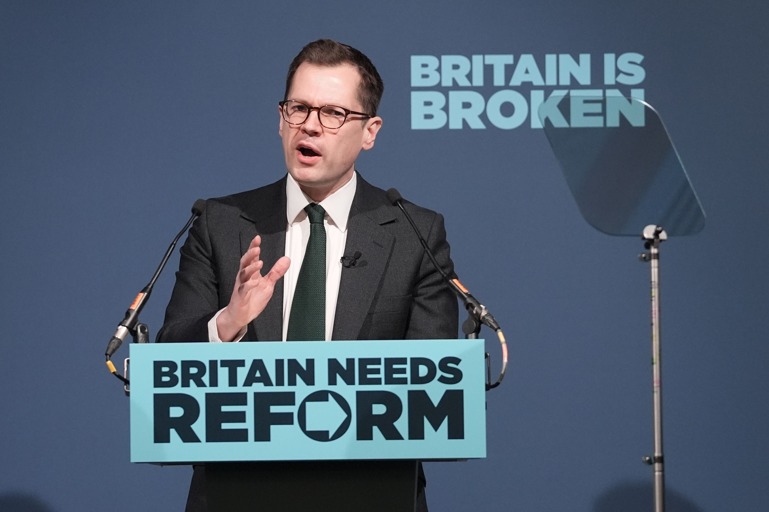 Robert Jenrick made his first speech as Reform UK’s Treasury spokesman (Stefan Rousseau/PA)