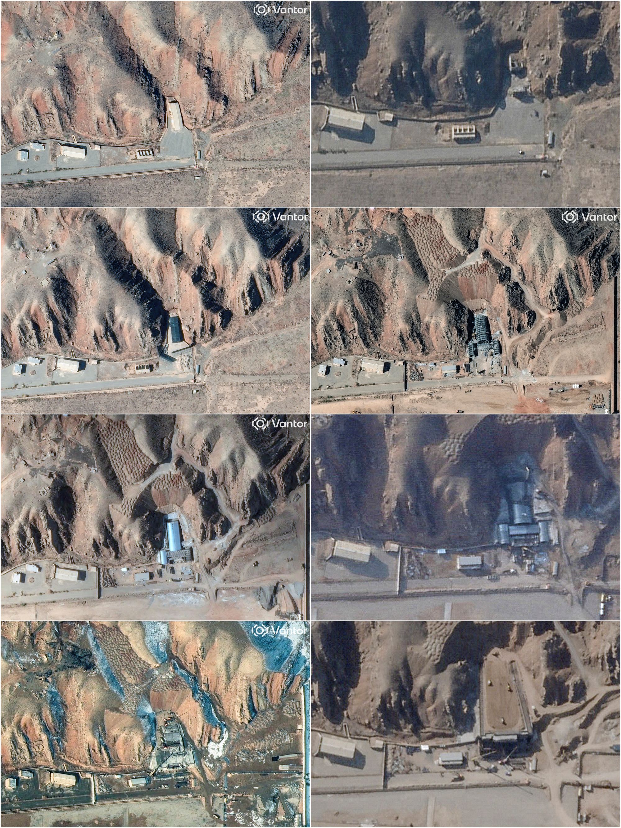 A combination picture of satellite images show the Parchin military complex before and after the Israeli strikes