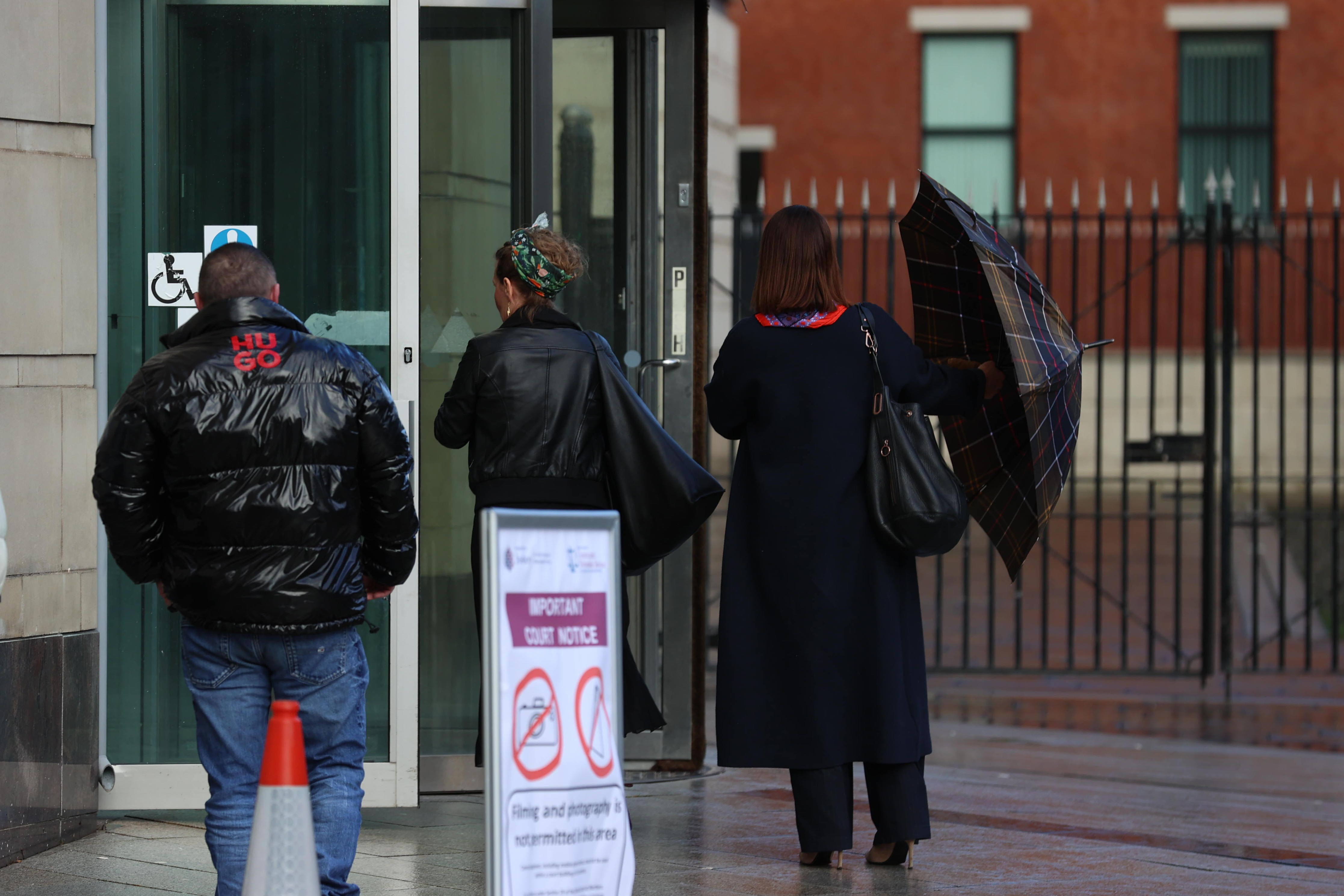 Fiona Donohoe, (centre) at Belfast Coroner’s Court (Liam McBurney/PA)