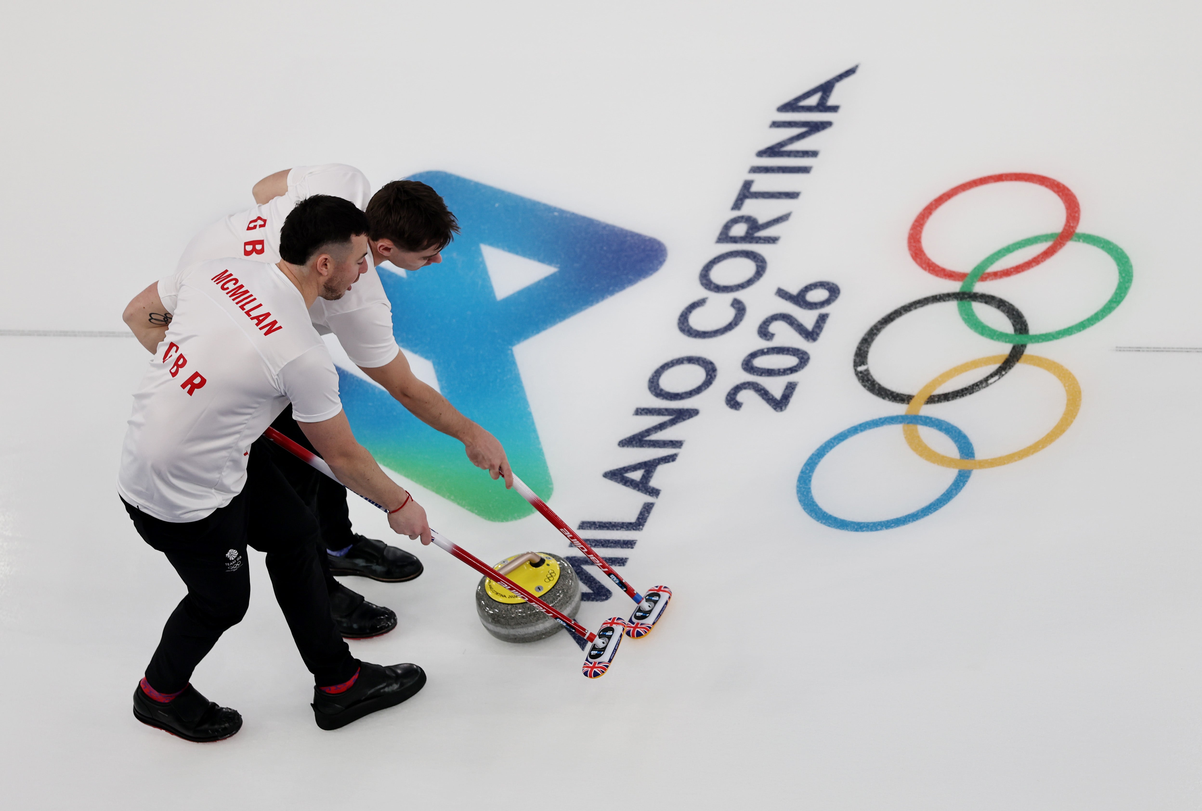 Hammy McMillan and Grant Hardie of Team Great Britain compete against Team United States
