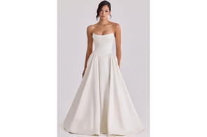 House of CB ivory satin basque waist corset bridal gown