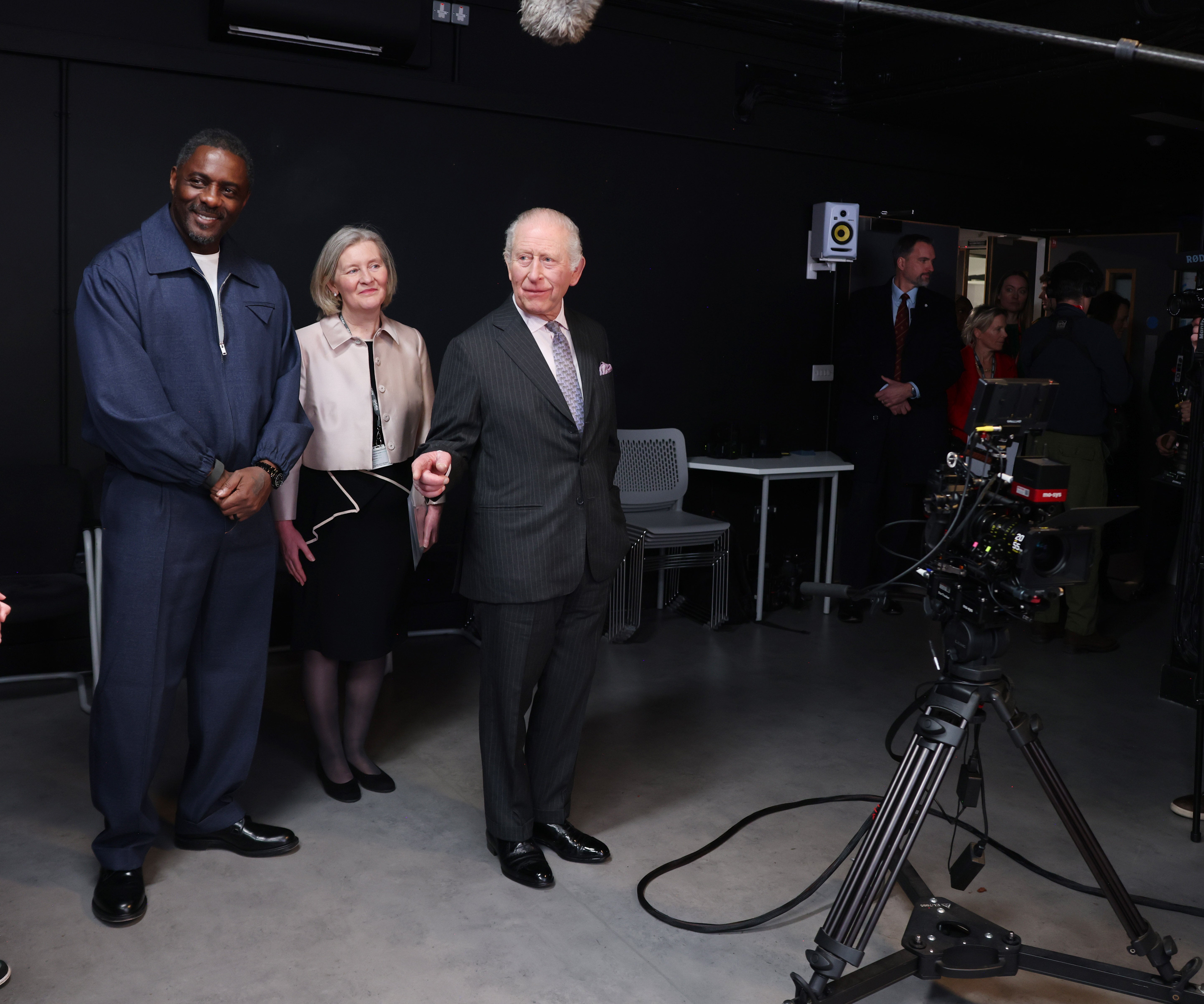 The King with Sir Idris Elba during his visit to Barking & Dagenham College’s Rush Green Campus