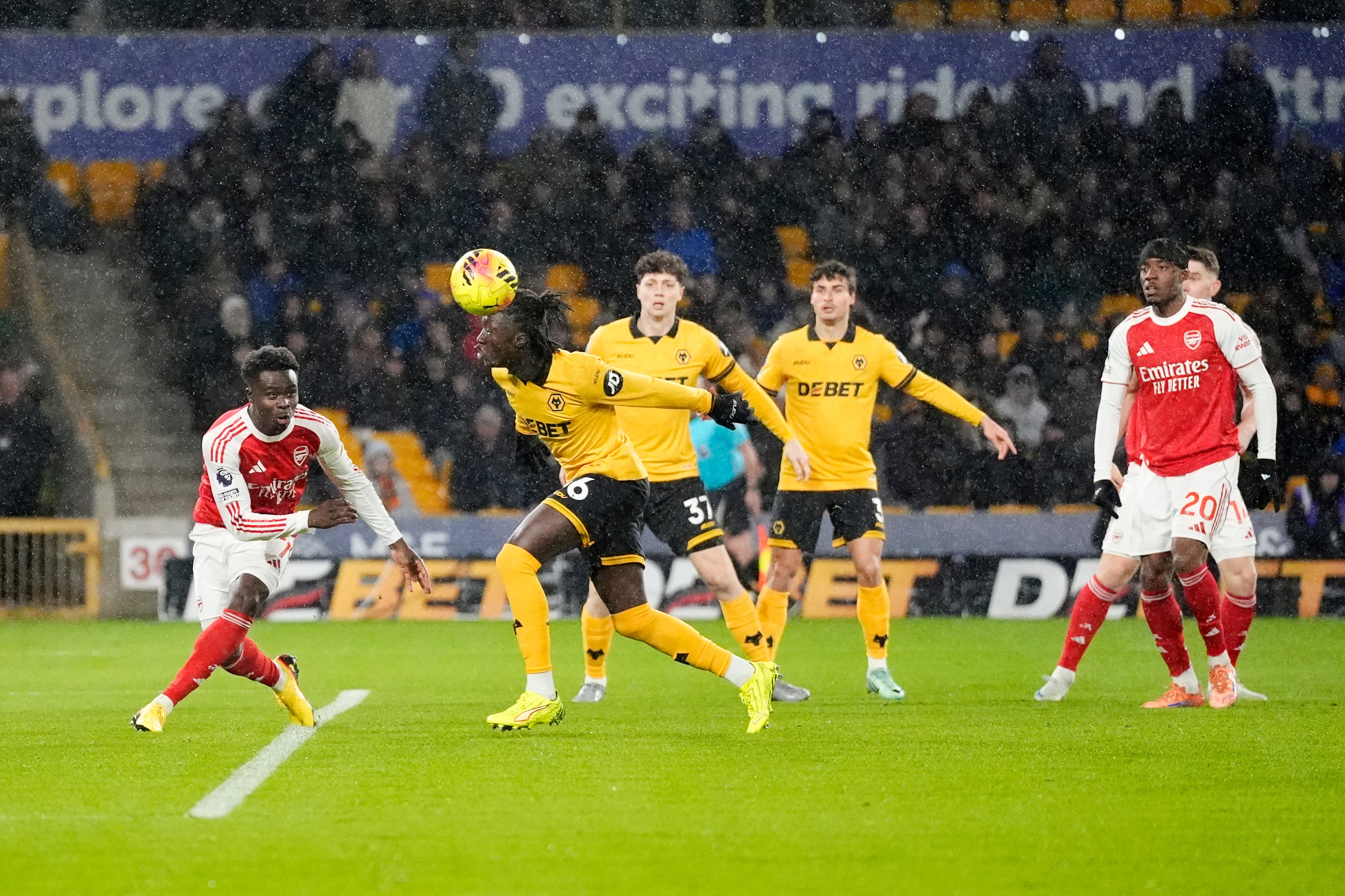Bukayo Saka ended his goal drought to nod Arsenal into the lead