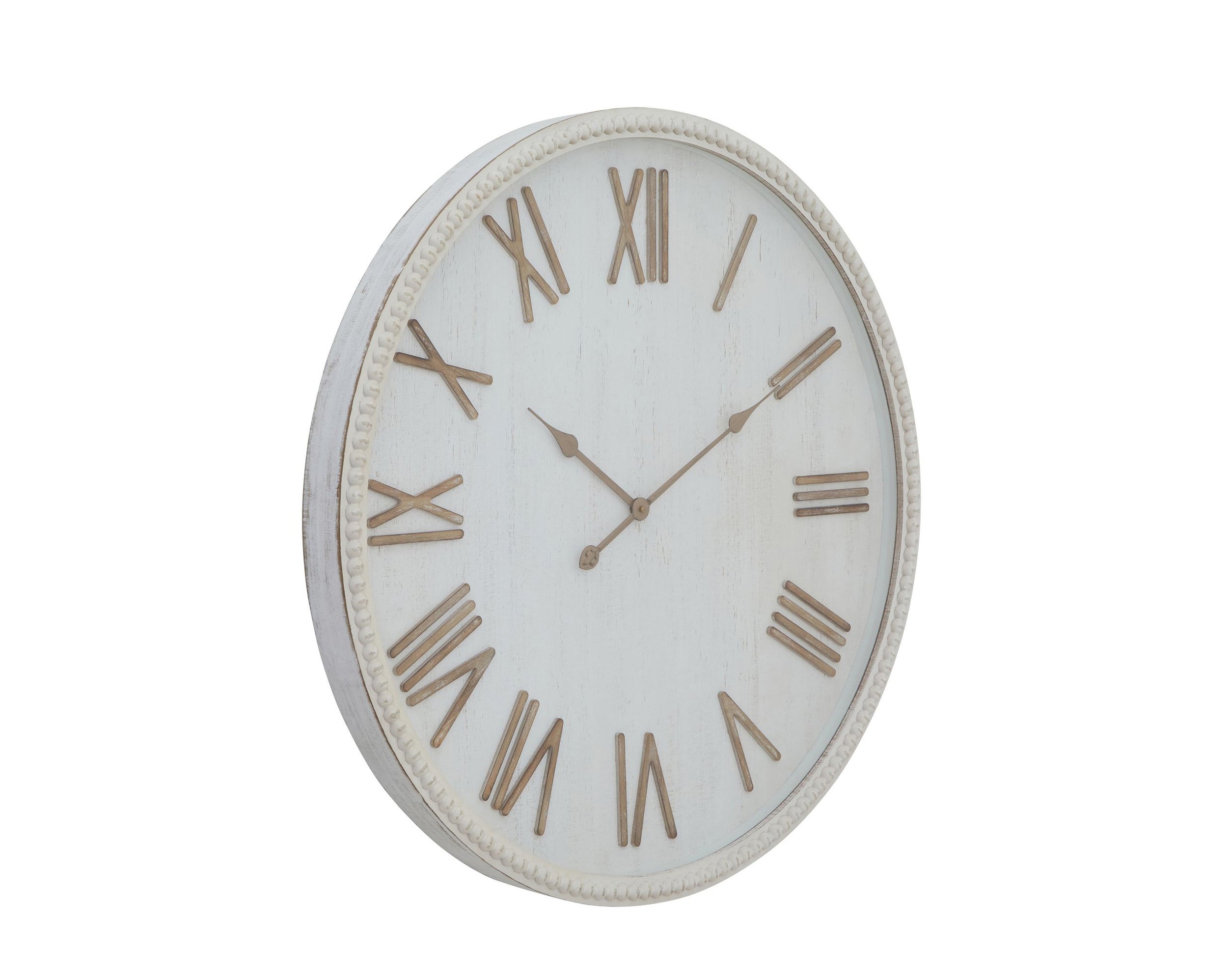 Large Rustic White Clock with Beaded Frame, The Wisteria Tree