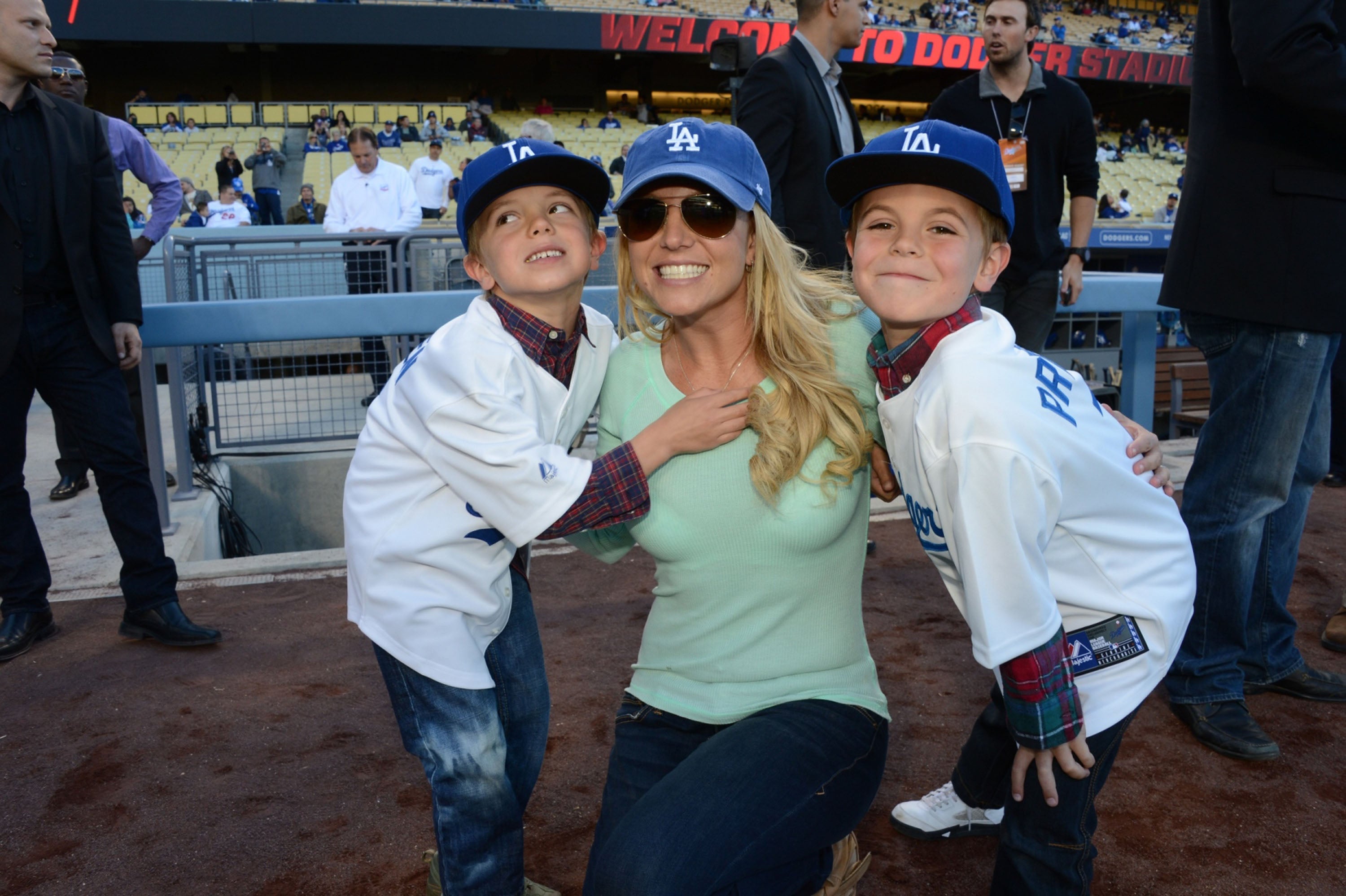 Britney Spears and her two sons, Jayden James and Preston Sean Federline, pictured in 2013