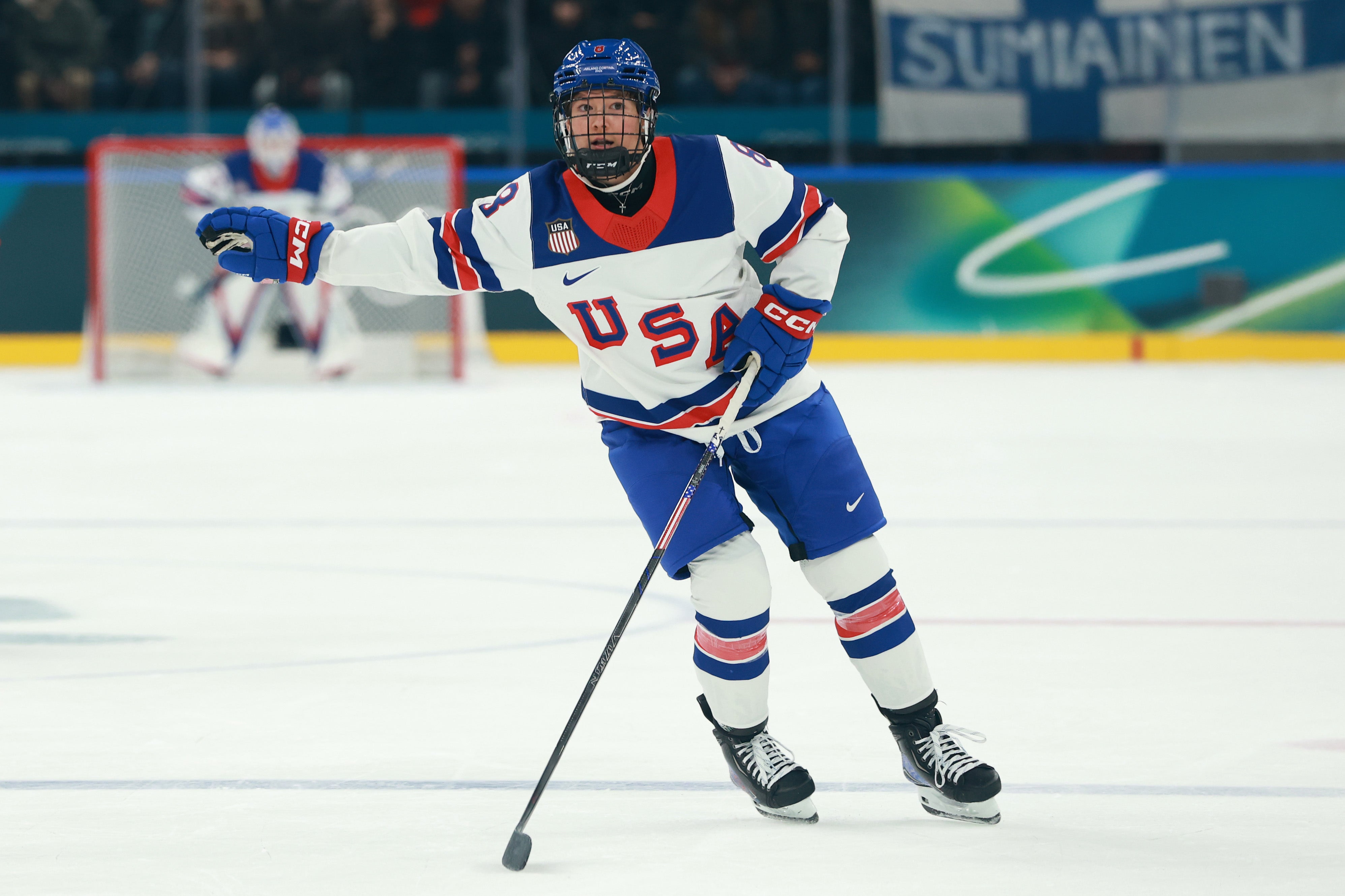U.S. Olympic ice hockey player Haley Winn has had her three brothers cheering for her in the stands, wearing loud matching outfits during each game