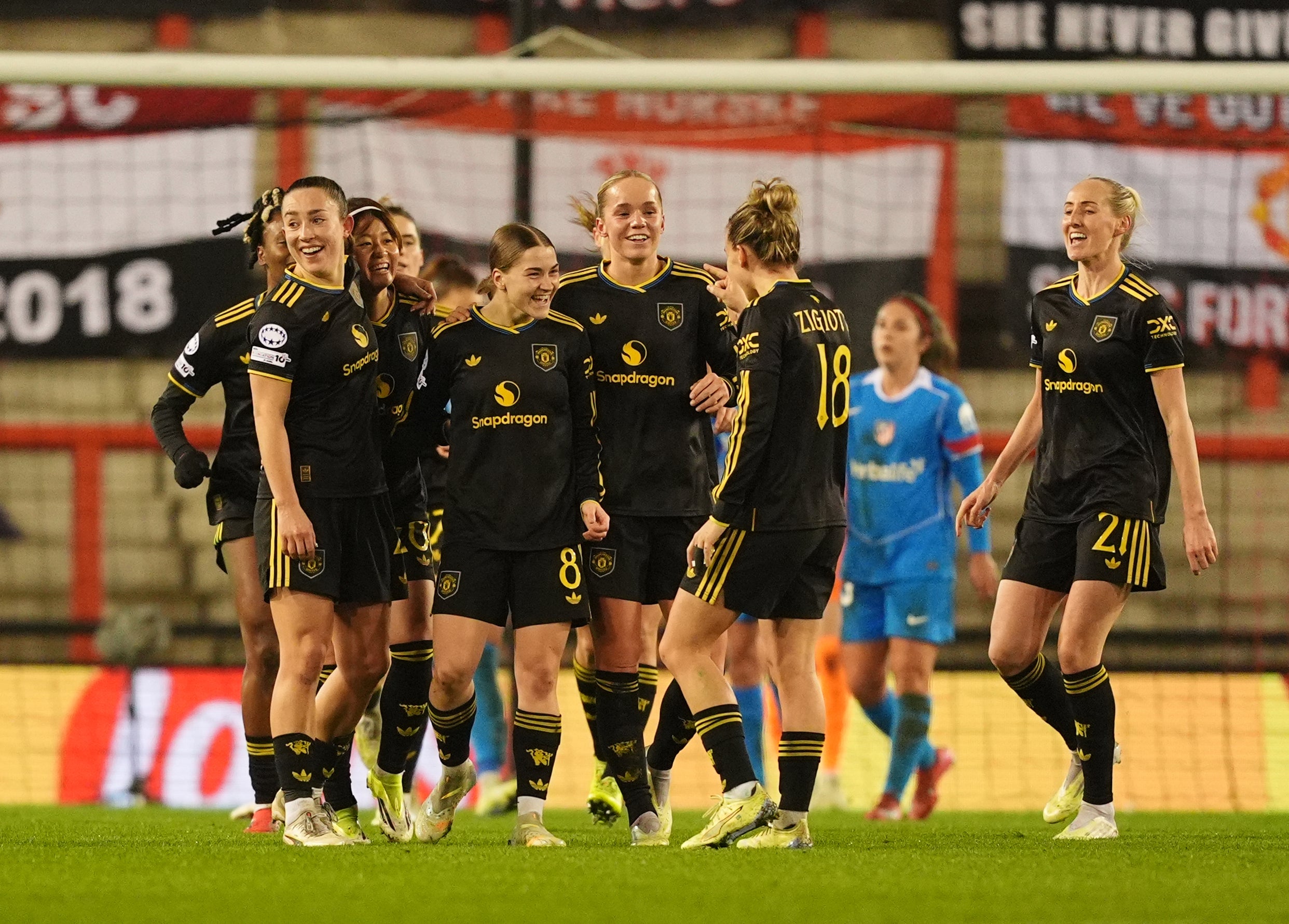 Manchester United's Jess Park celebrates scoring their side's second goal of the game