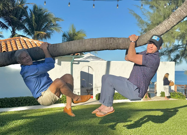 <p>Pete Hegseth and Dr Mehmet Oz were seen swinging from trees and testing out an ice bath in new images, which have been slammed online</p>