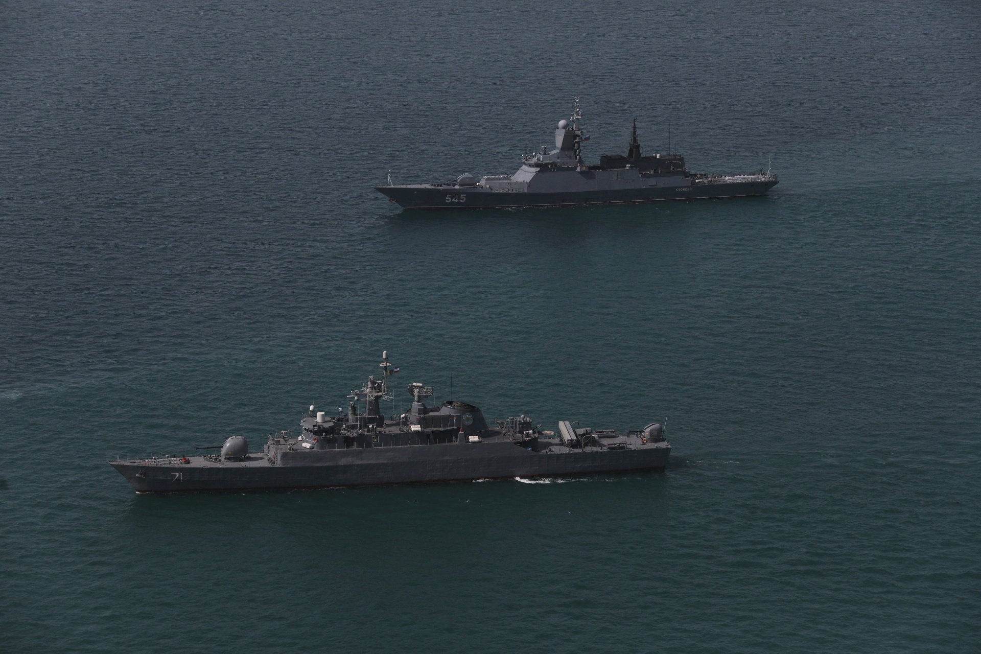 Ships during the joint Navy exercise of Iran and Russia in southern Iran