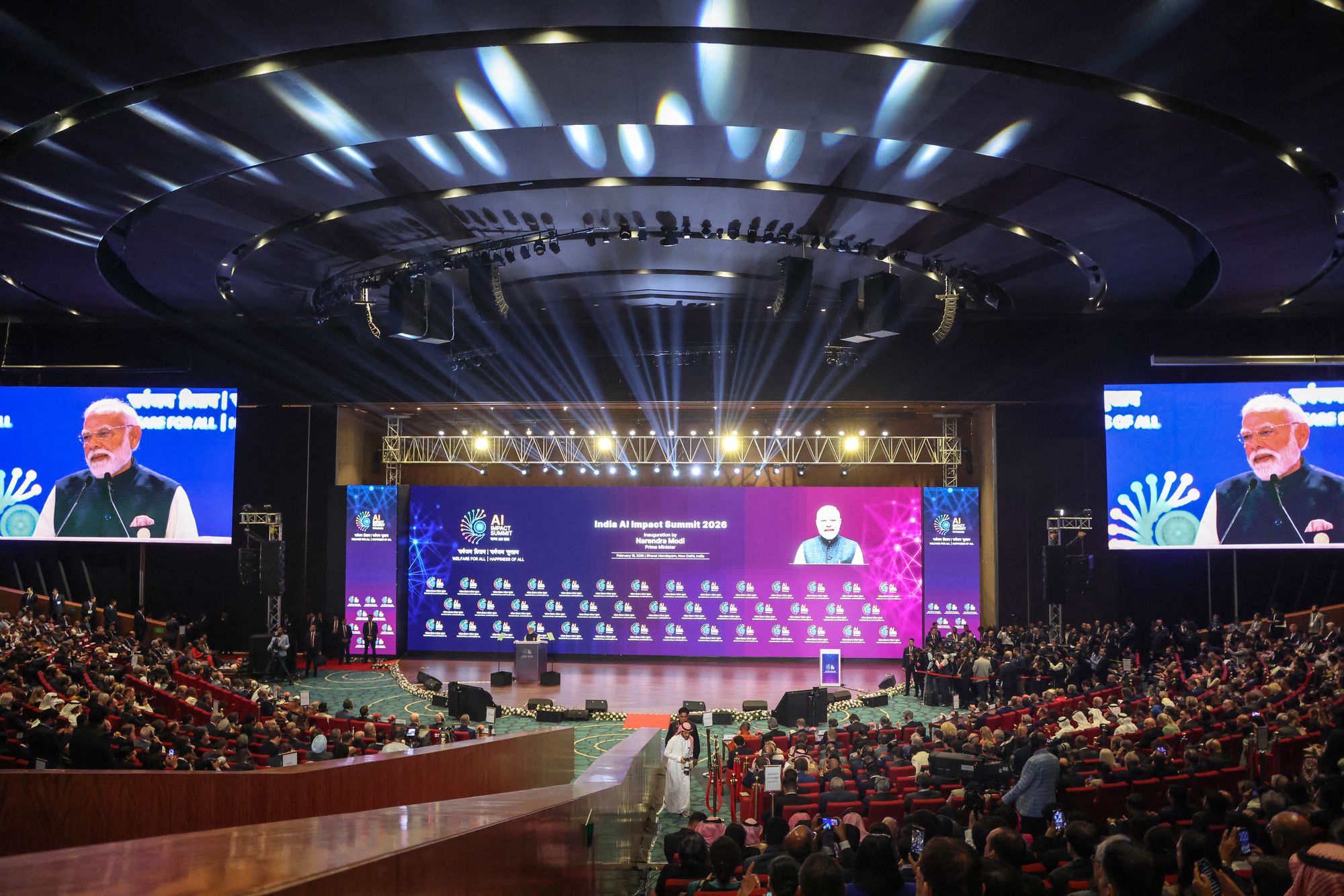 India's prime minister Narendra Modi delivers a speech at the AI Impact Summit in Delhi