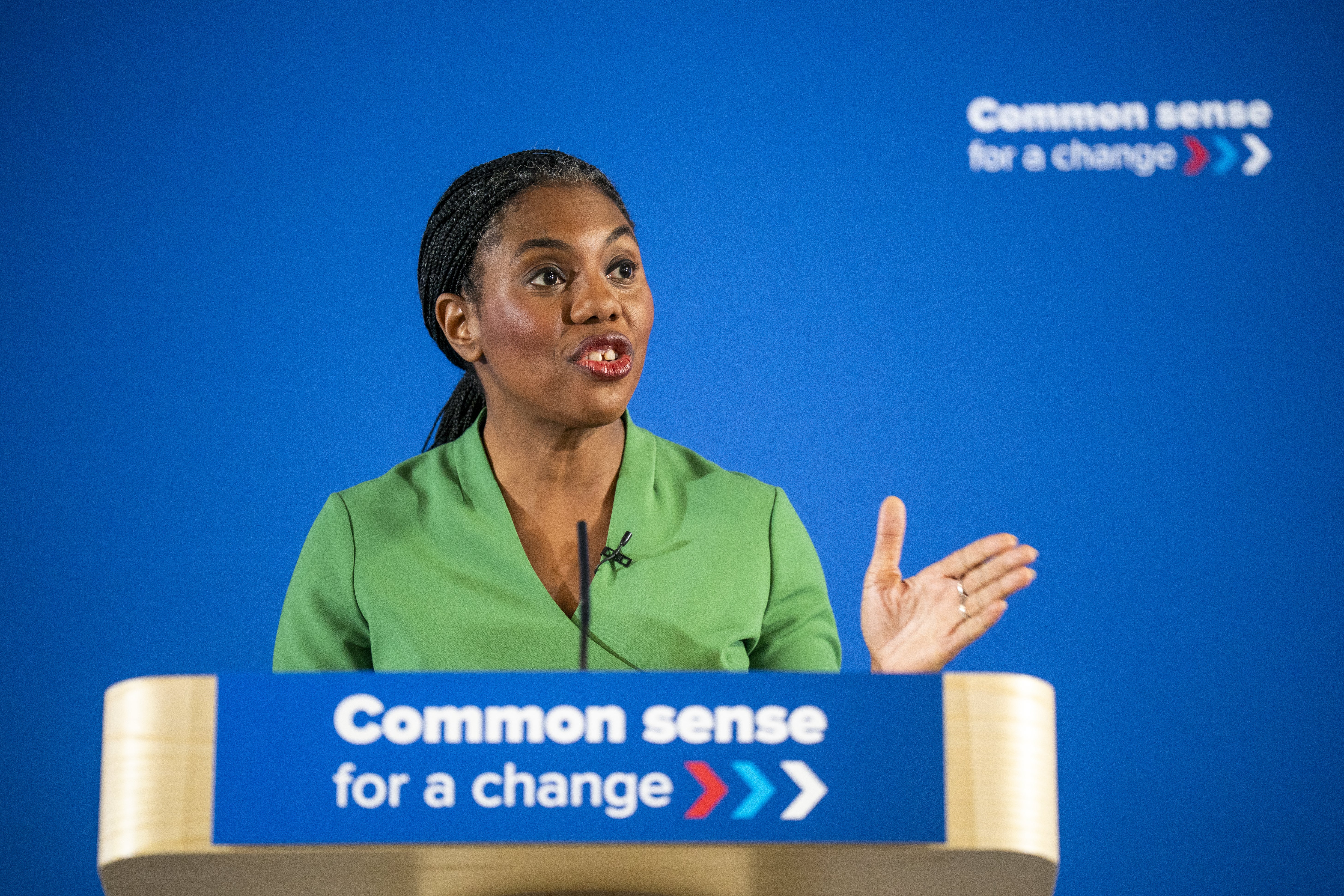 Conservative party leader Kemi Badenoch addresses the Scottish Conservative party conference at Murrayfield Stadium, Edinburgh (Jane Barlow/PA)