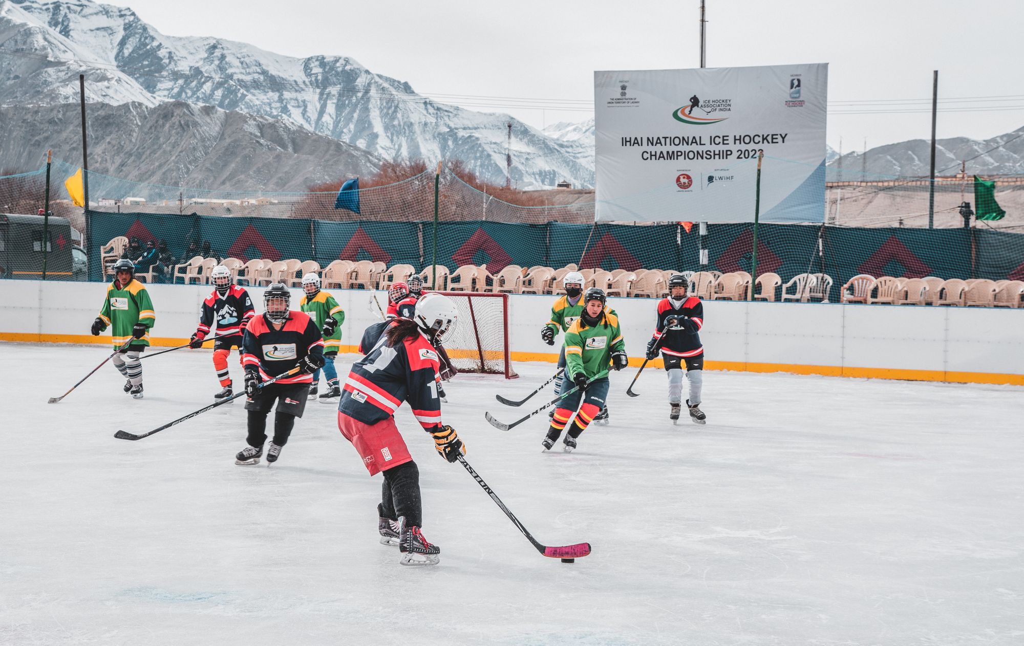 The Ladakh Women’s Ice Hockey Foundation team in a national competition