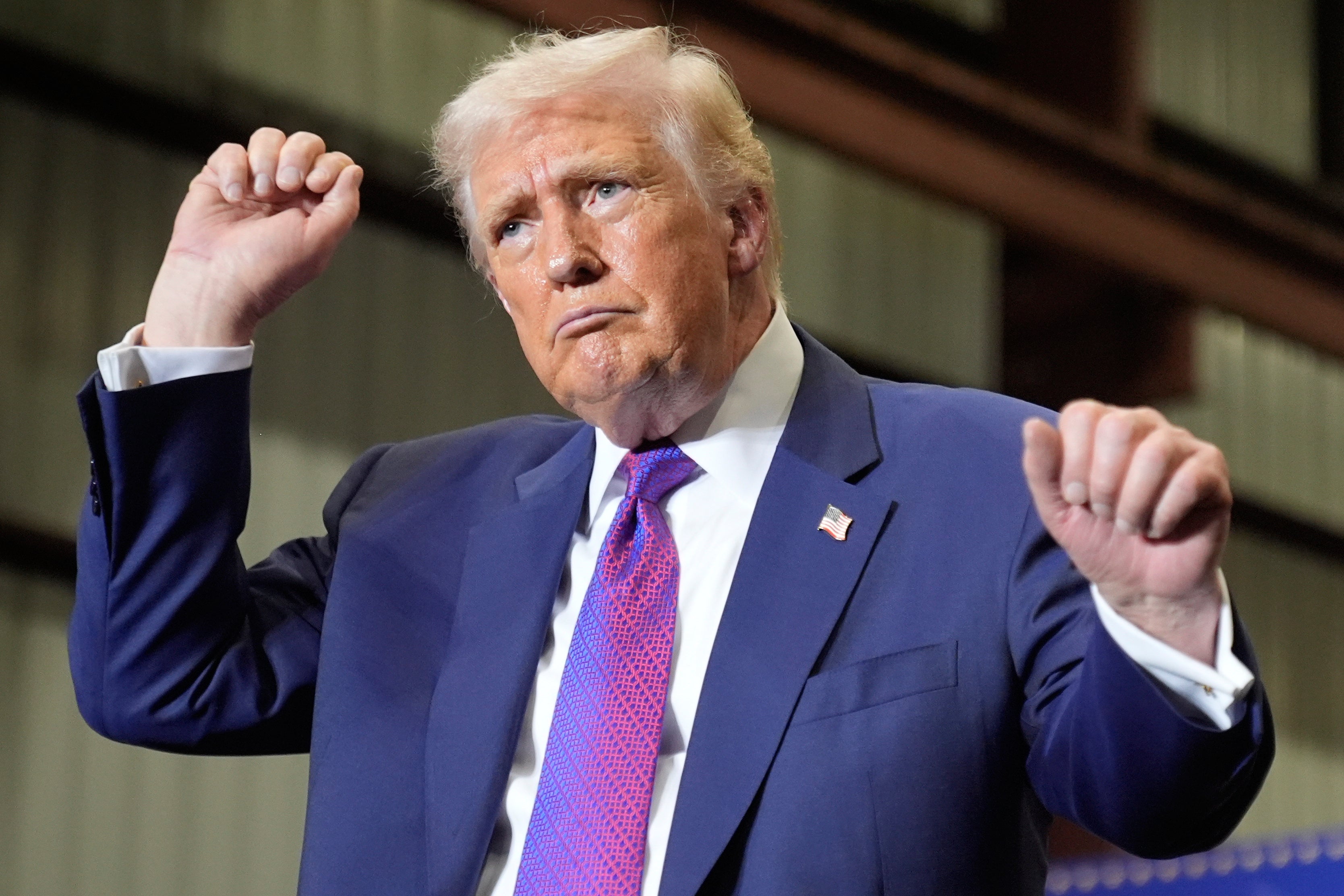 <p>President Donald Trump dances after speaking at Coosa Steel Corporation in Rome, Ga., Thursday, Feb. 19, 2026. (AP Photo/Mark Schiefelbein)</p>
