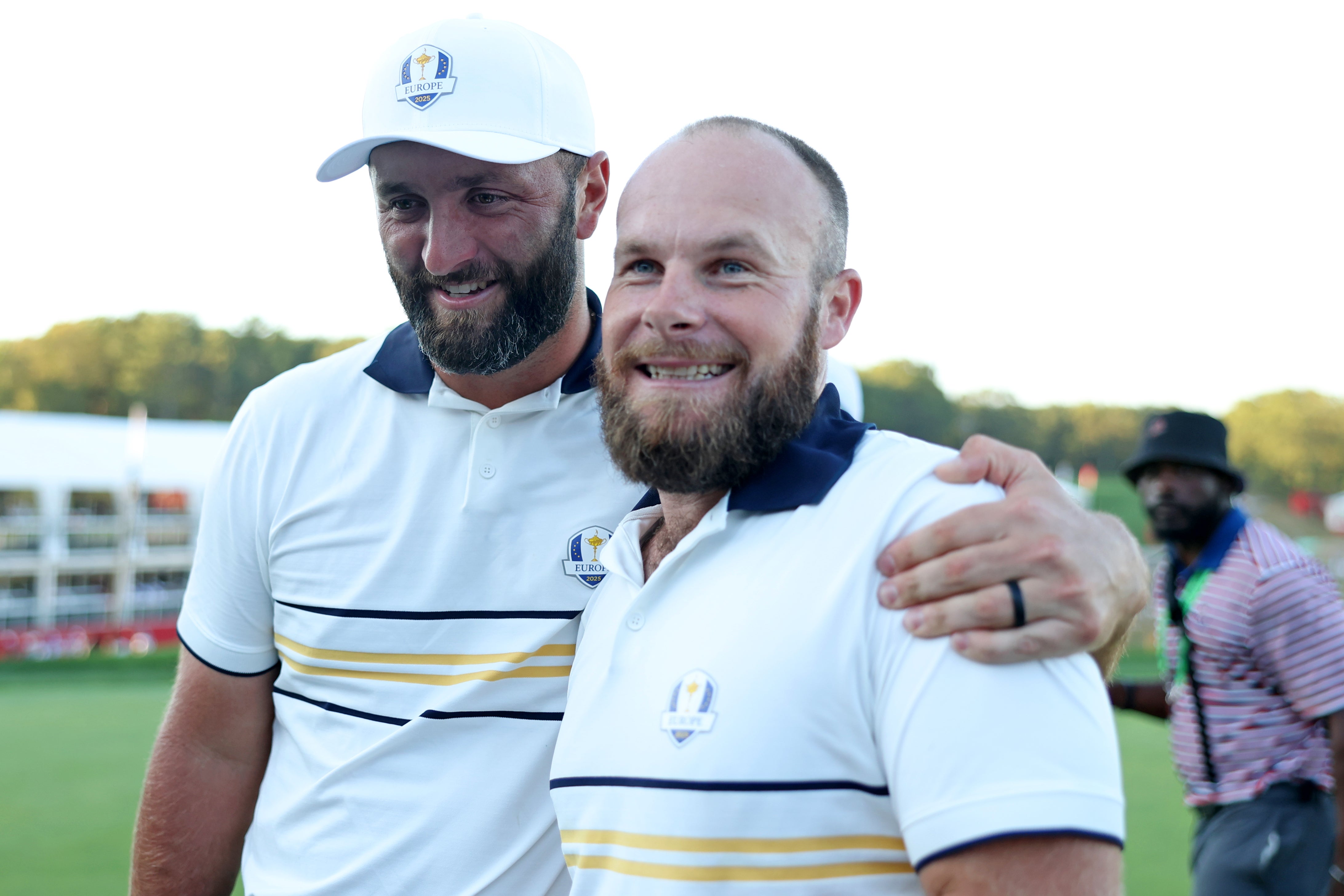 Jon Rahm (left) may miss out on next year’s Ryder Cup but Tyrrell Hatton (right) has settled his dispute