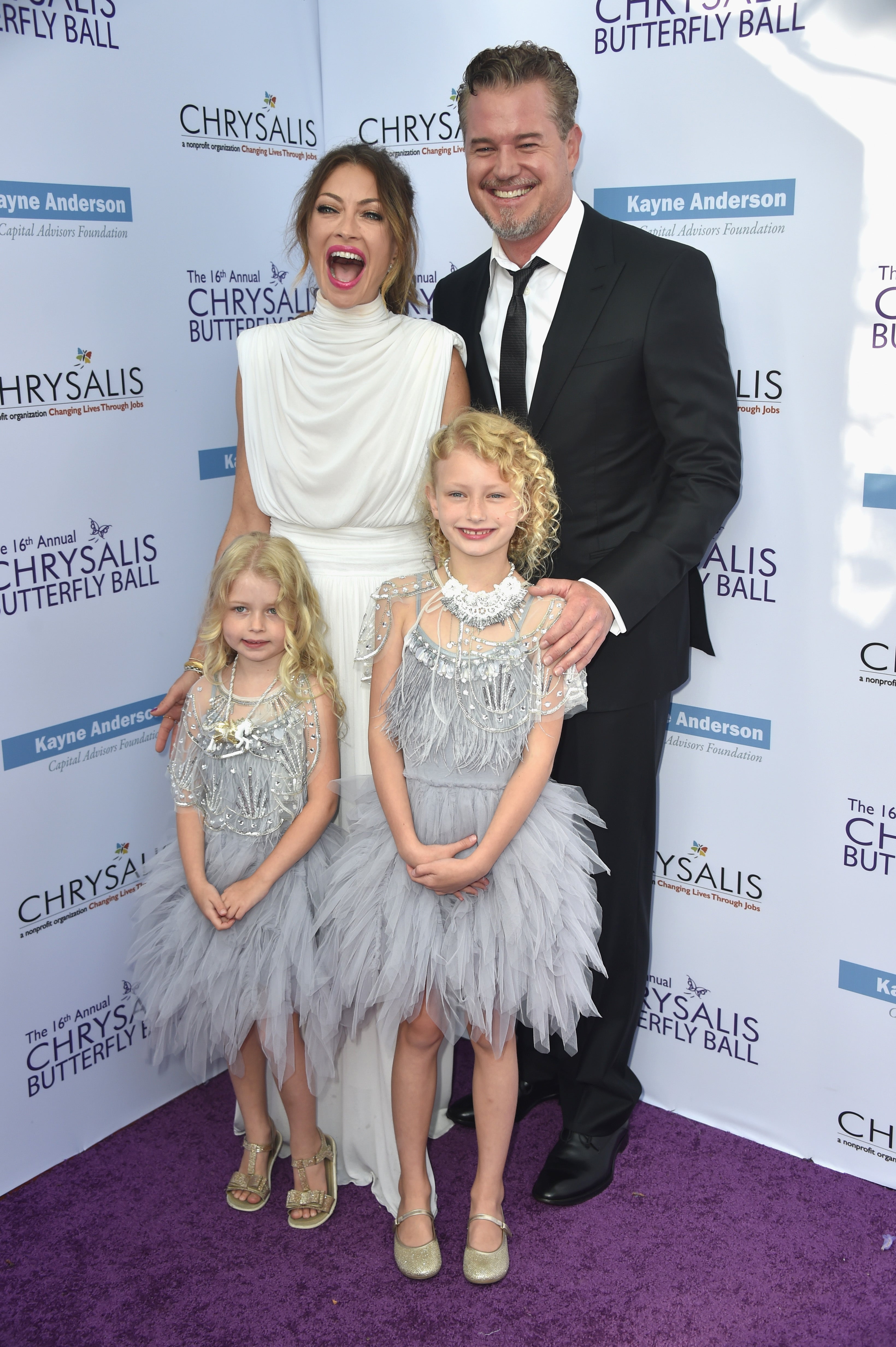 Rebecca Gayheart and the late Eric Dane, pictured in 2017 with daughters Billie and Georgia