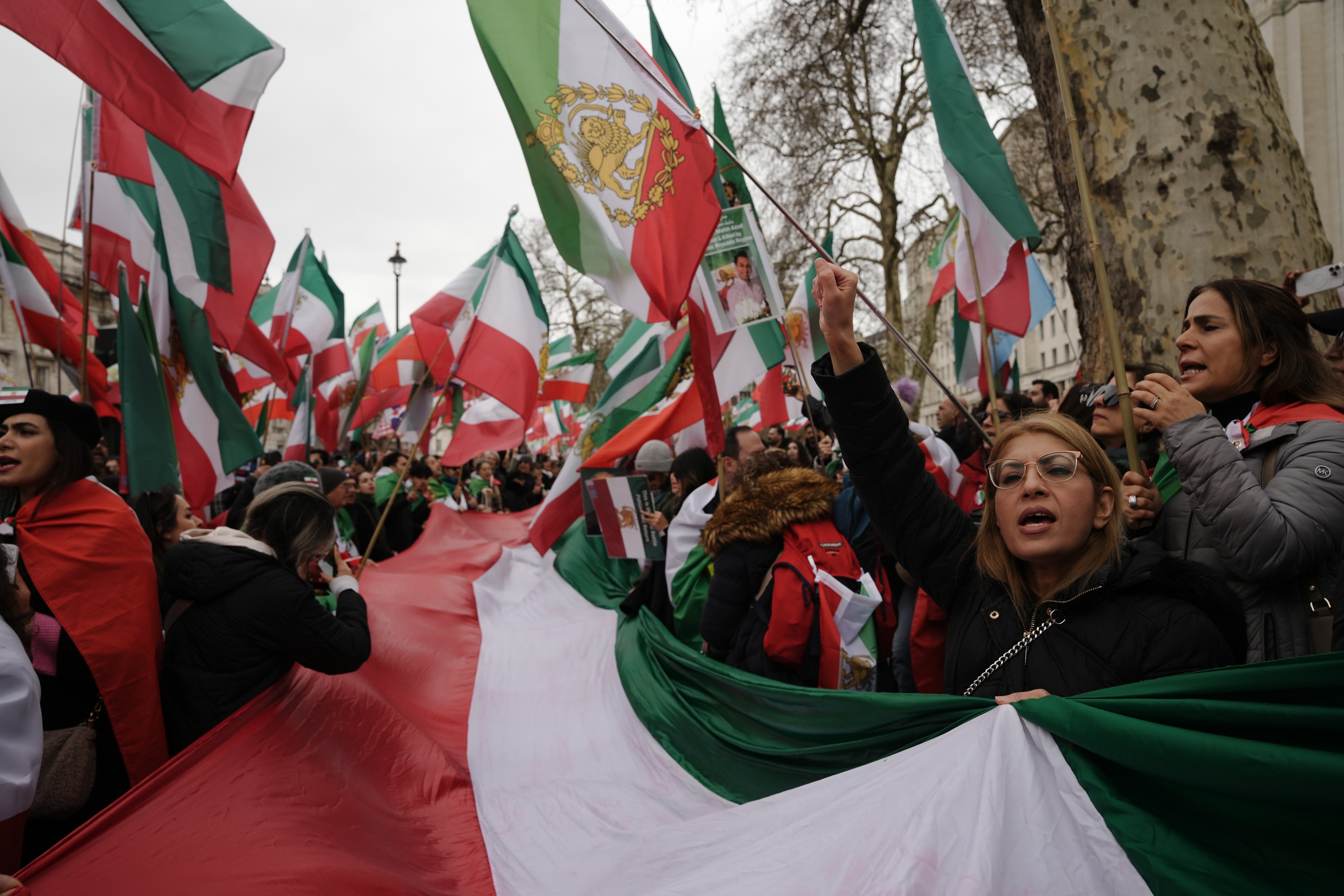 Demonstrators marched to the Iranian embassy in London (Jeff Moore/PA)