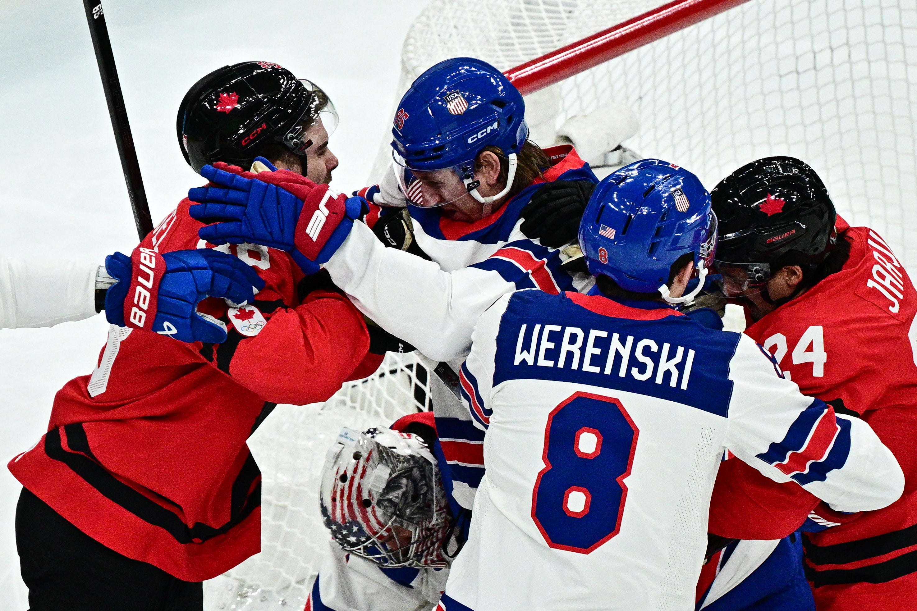 Winter Olympics live: USA lead Canada as tensions rise in ice hockey gold medal grudge match