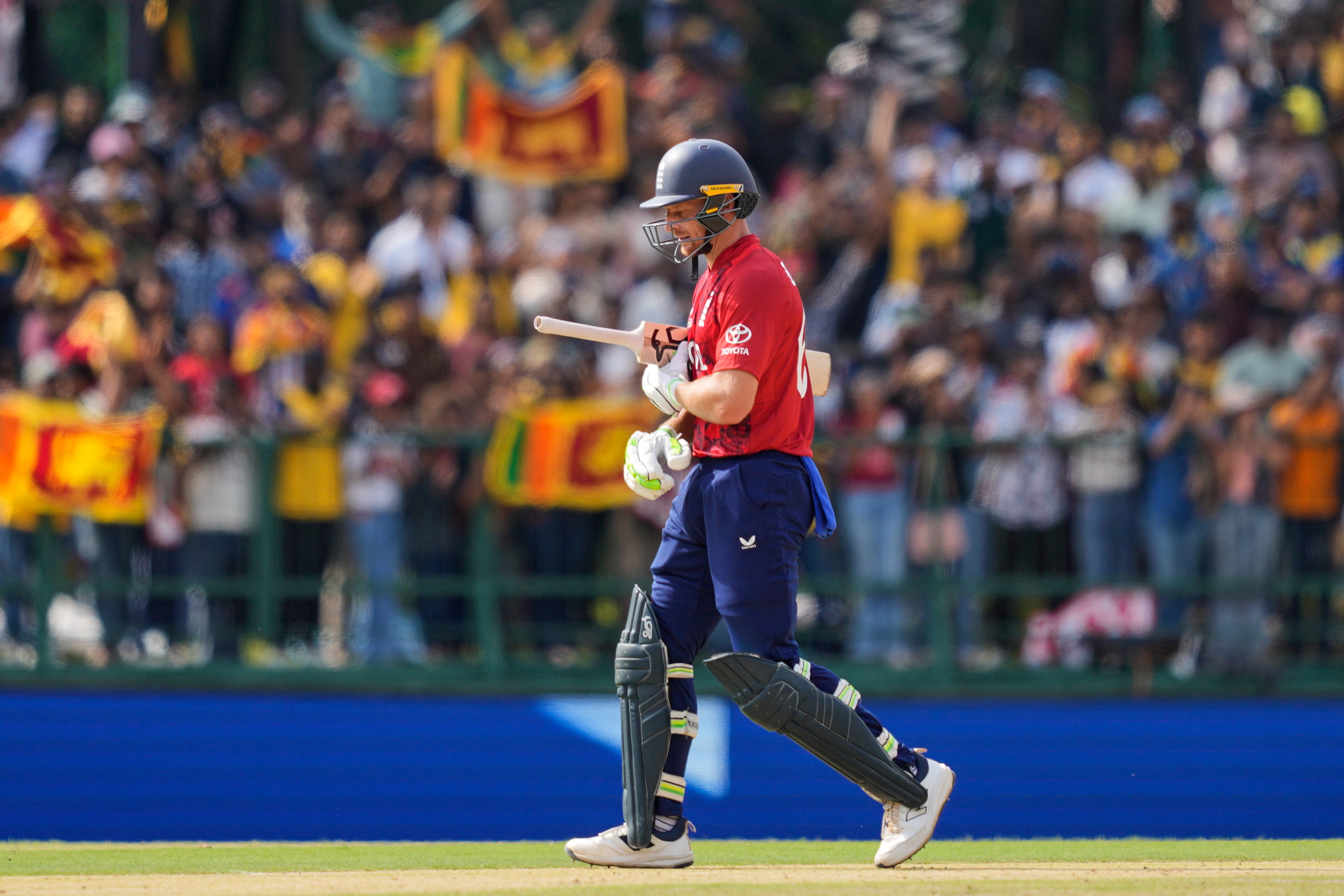 Jos Buttler’s lean run continued (Eranga Jayawardena/AP)