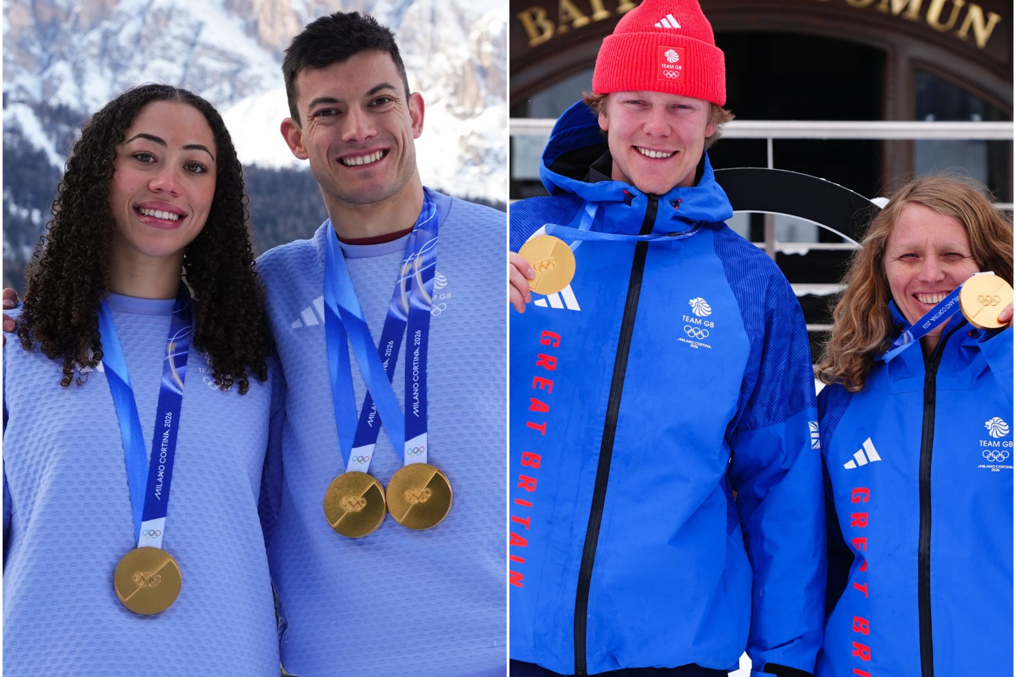 Tabby Stoecker and Matt Weston, Huw Nightingale and Charlotte Bankes (left to right) contributed to Britain’s best ever Winter Olympics (Andrew Milligan/David Davies/PA)