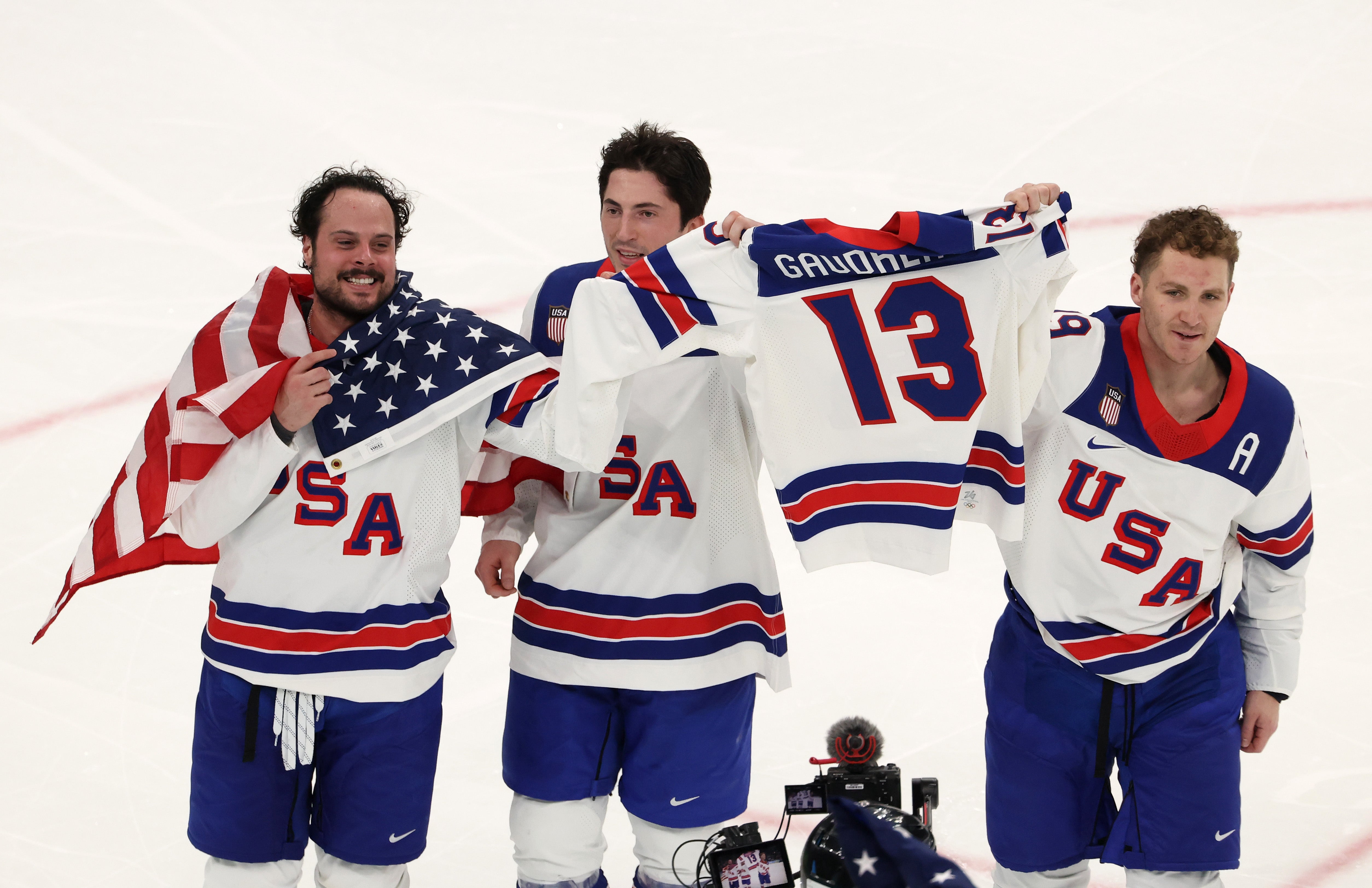 Team USA hockey players honor the late Johnny Gaudreau after winning gold medal against Canada