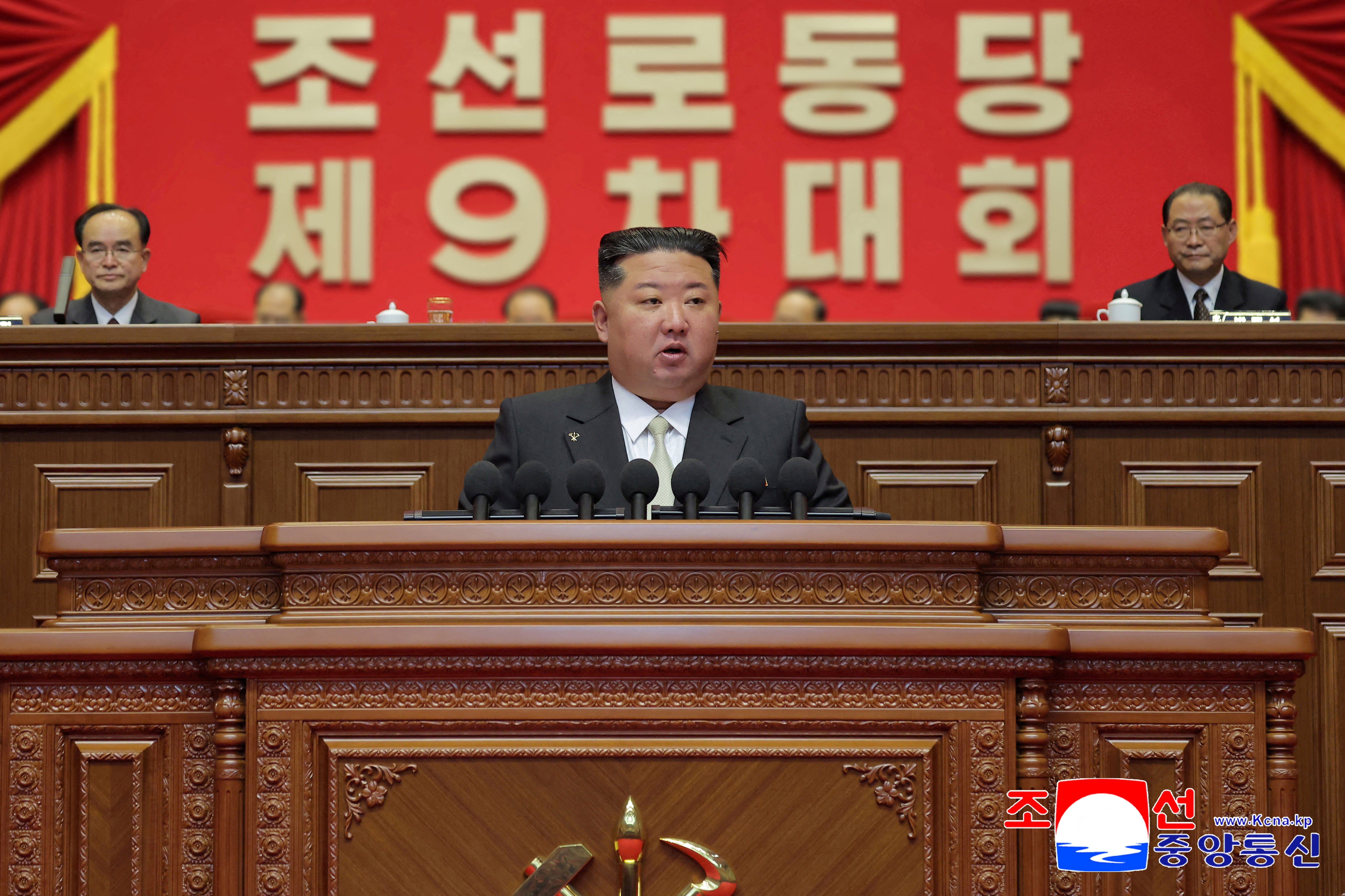 North Korean leader Kim Jong Un speaks during the Ninth Congress of the Workers' Party of Korea (WPK) in Pyongyang