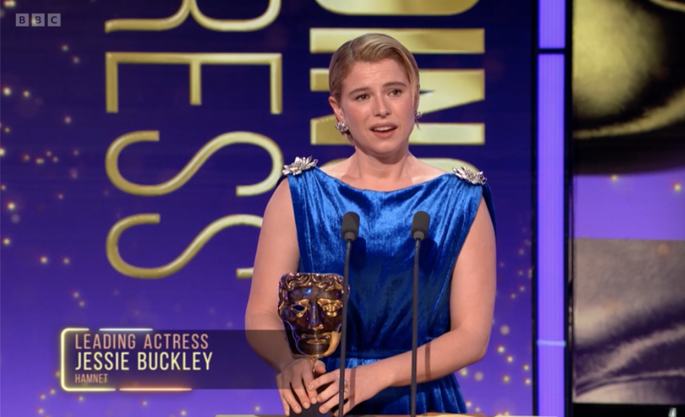 Jessie Buckley with her Bafta