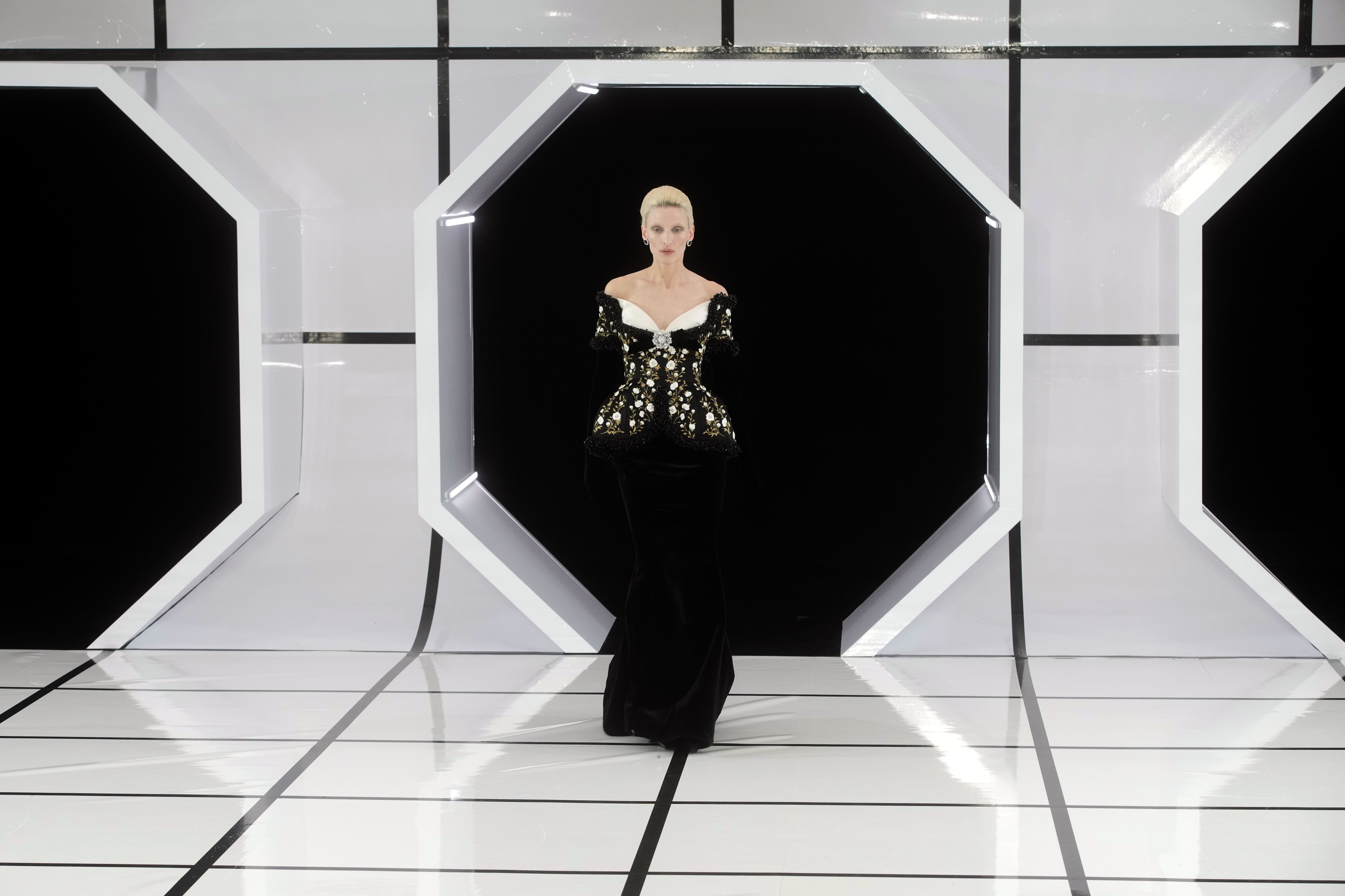 Strong and sculpted silhouettes were the stand out trend from Richard Quinn (Jeff Moore/PA)