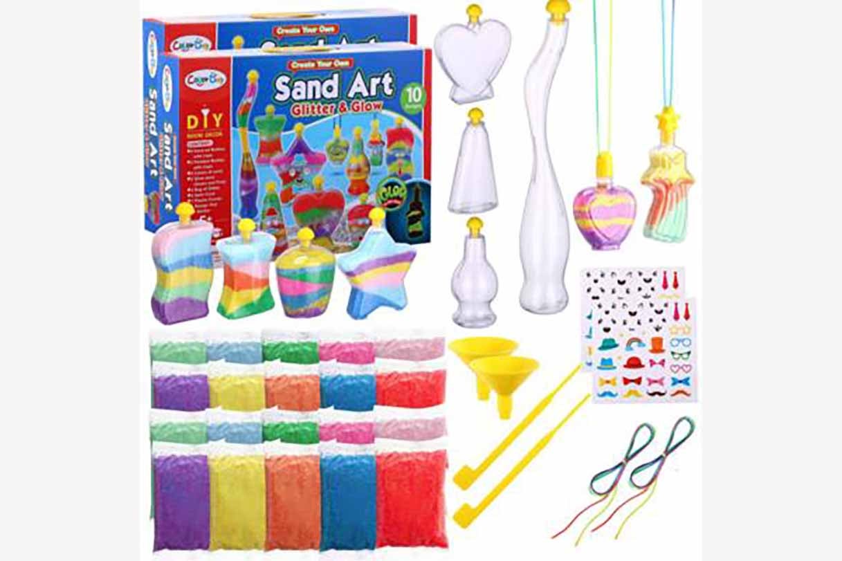 The product Sand Art Activity Kit, which contains 10 bags of coloured sand, bottles and tools, has been removed from online marketplaces