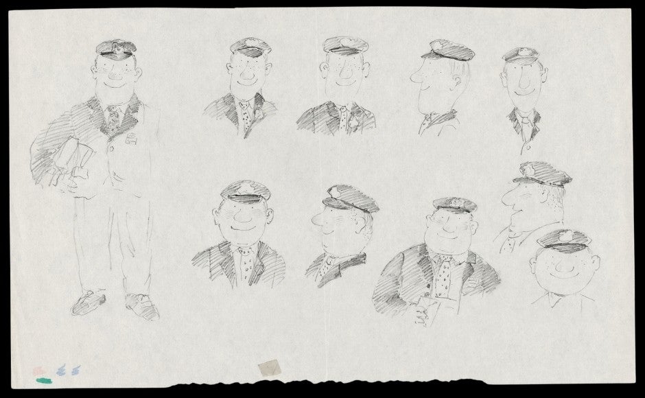 Концептни дизајн Џенет Алберг за 'Весели поштар', изложен у оквиру изложбе Поштанског музеја