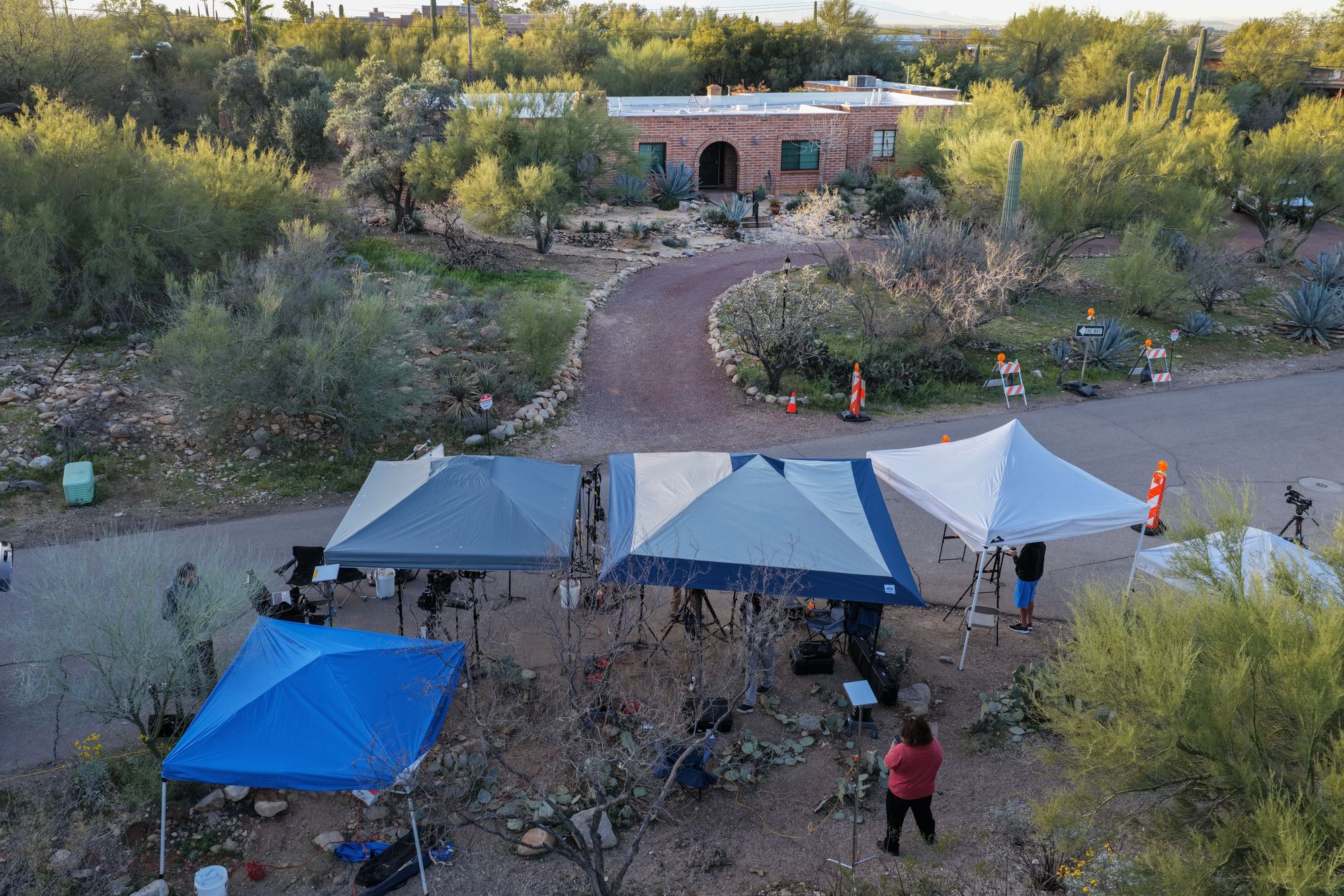 A position of media tents group up extracurricular Nancy Guthrie’s location successful Tucson, Arizona